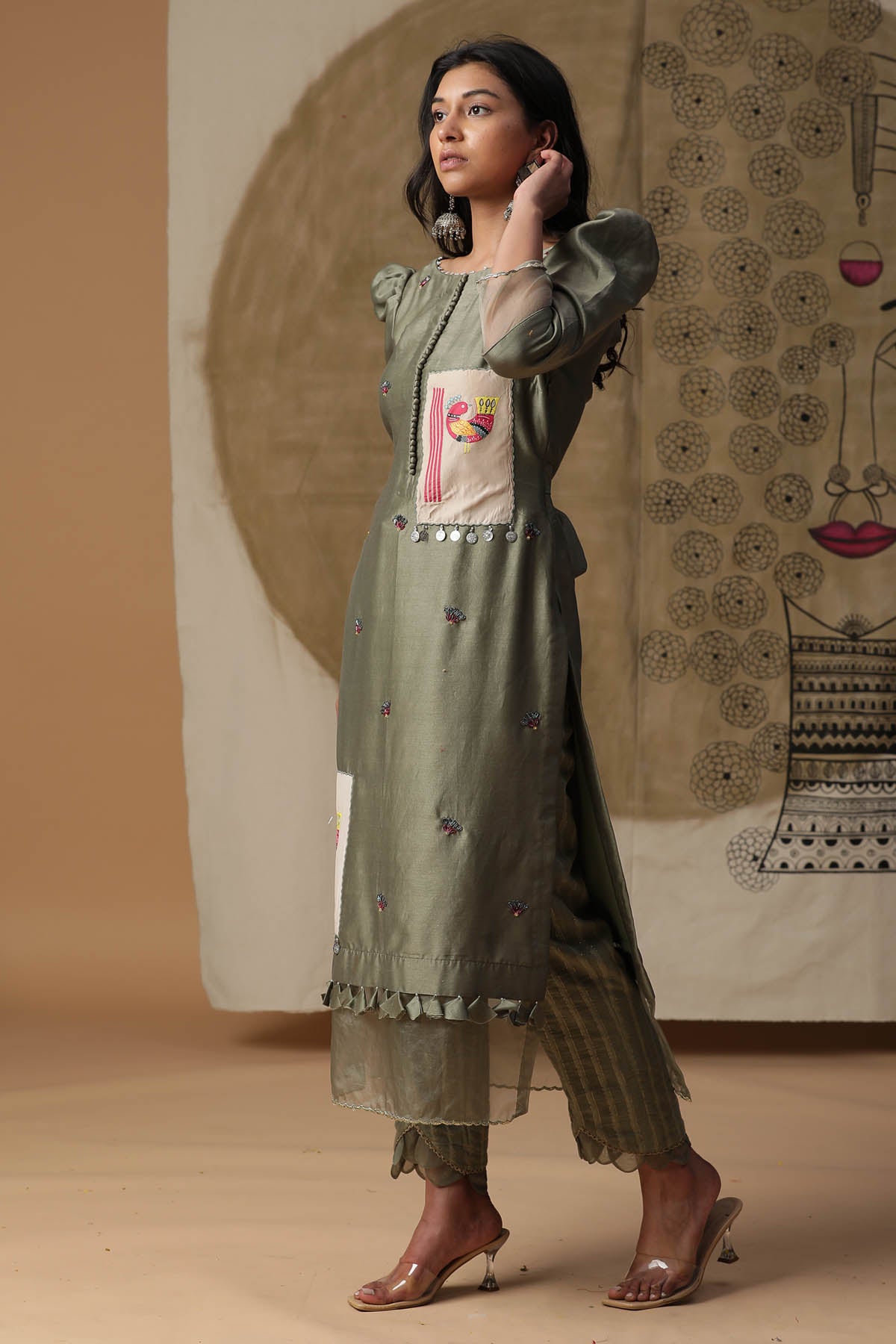 Green Chanderi Silk Kurta Set