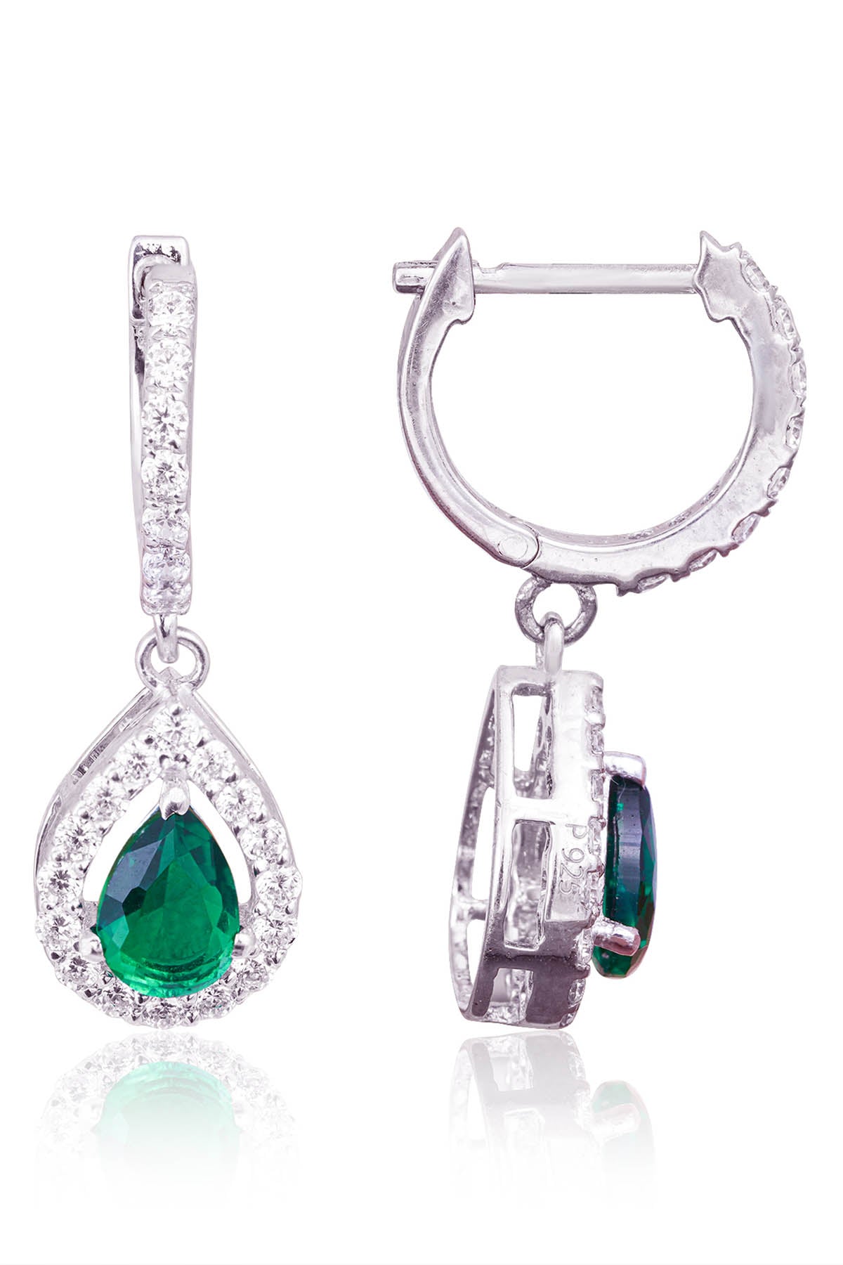 Green Classic Pear Drop Earrings