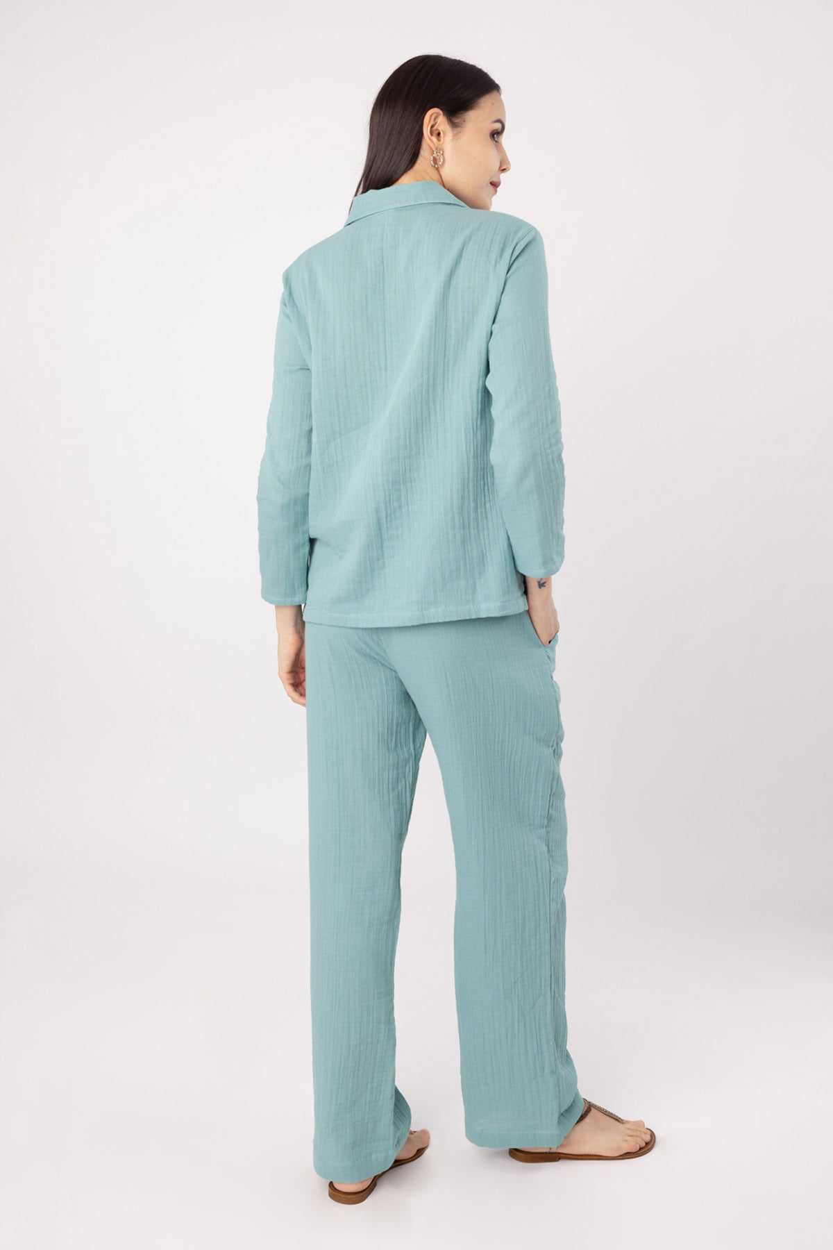 Green Cotton Blend Pyjama Set