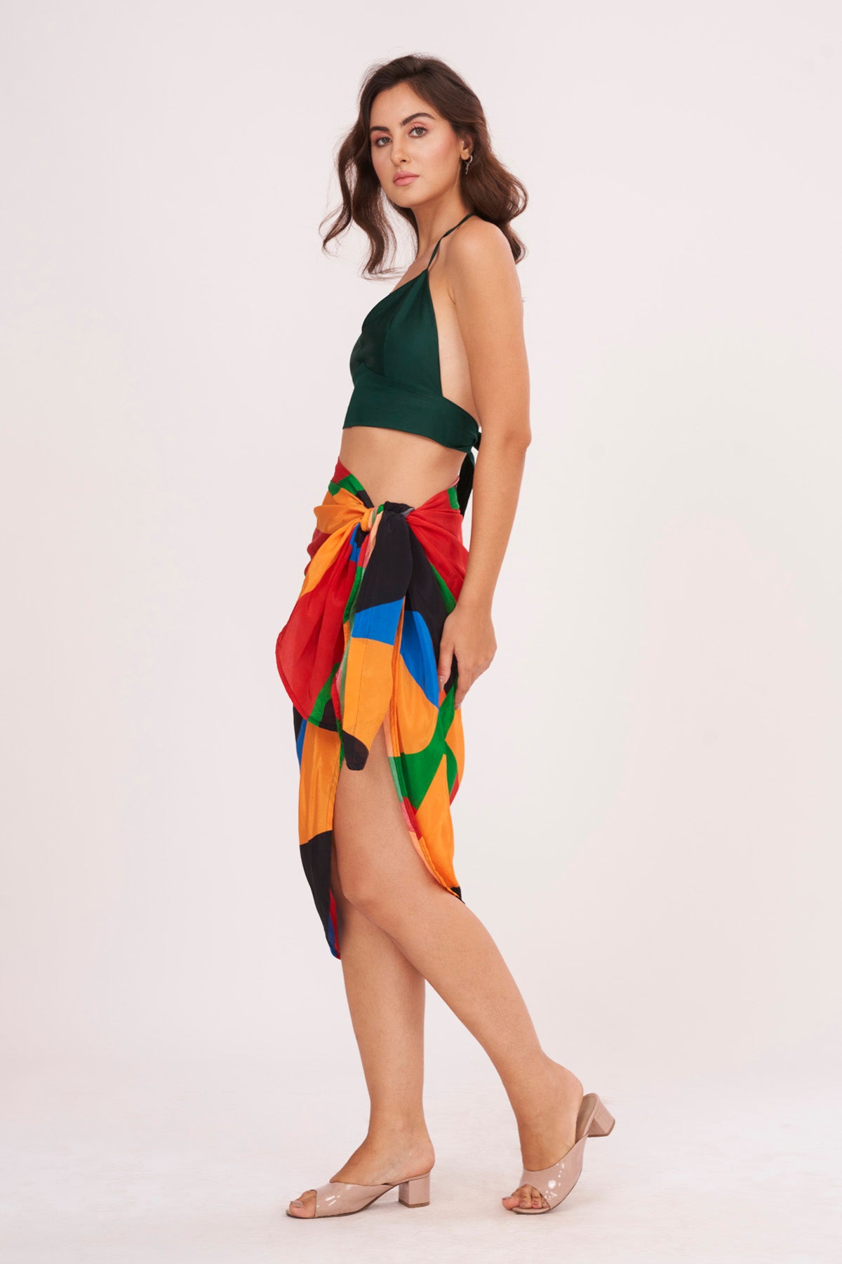 Green Top & Sarong Skirt Set