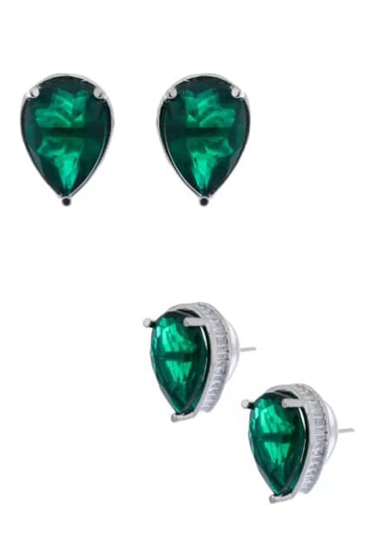 Green Diamond Leaf Shape Studs