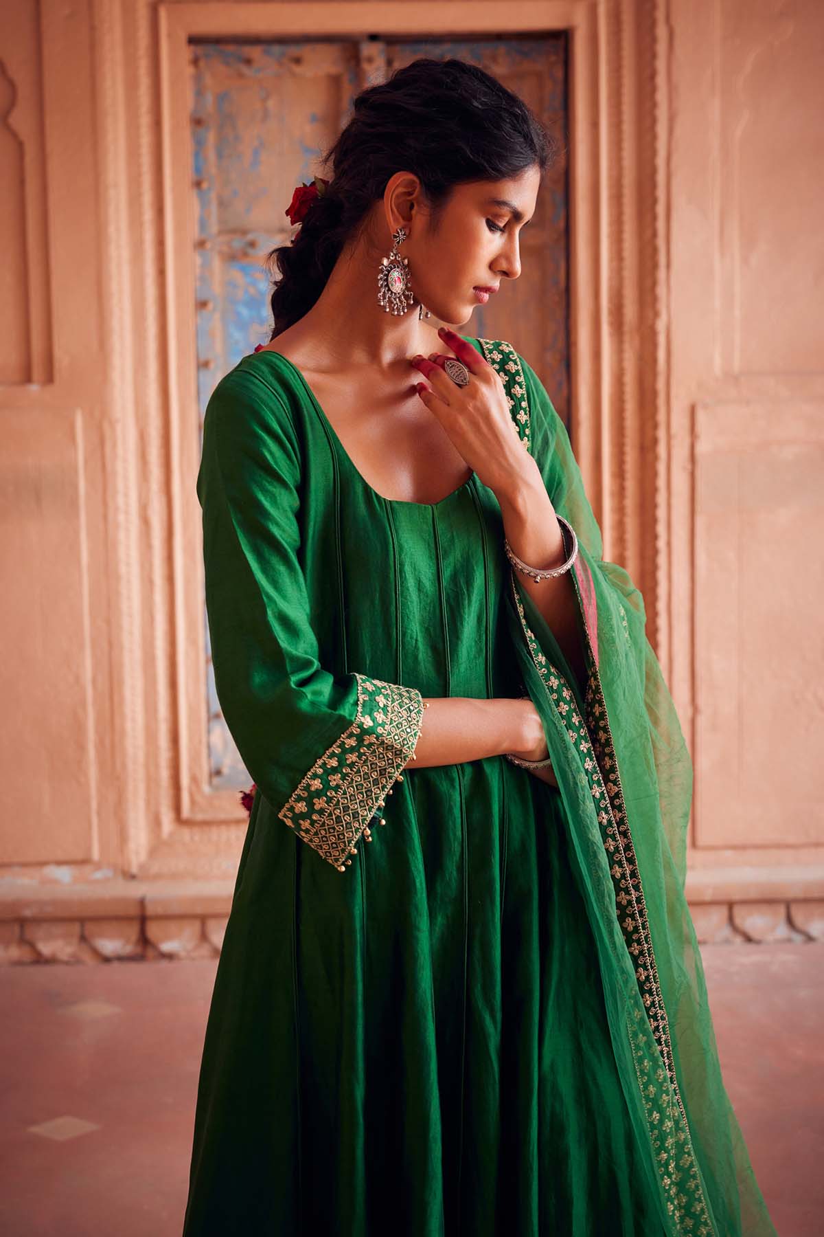 Green Double Piping Kalidar Set