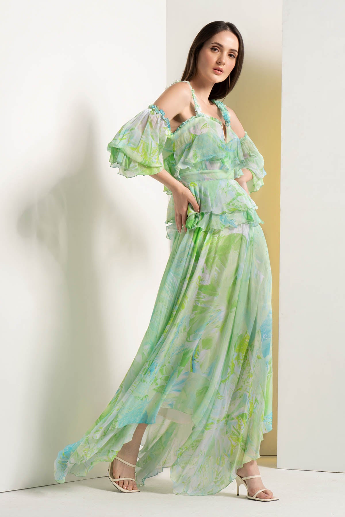 Green Drop Shoulder Dress