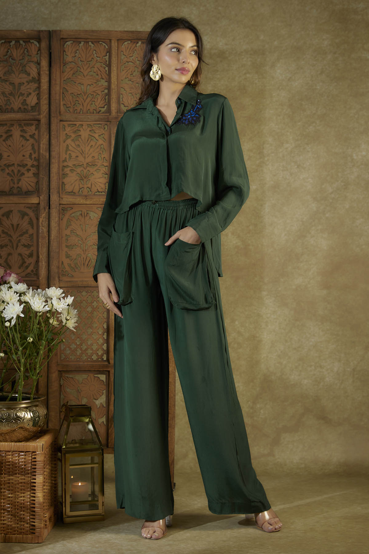 Green Embroidered Co-ord Set