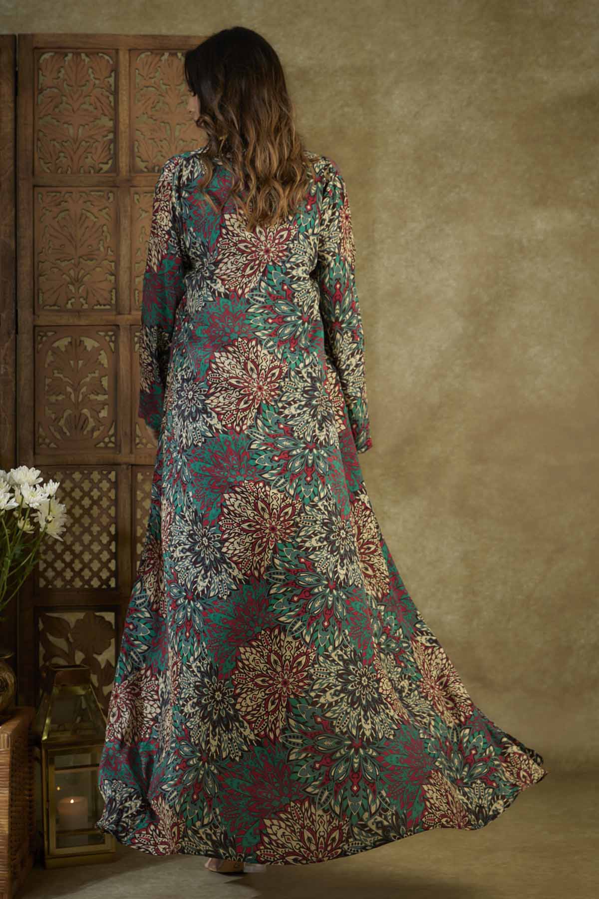 Green Embroidered Dhoti Set