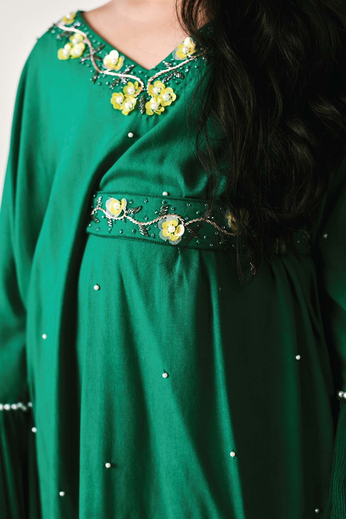 Irish Green Embroidered Kurta Set