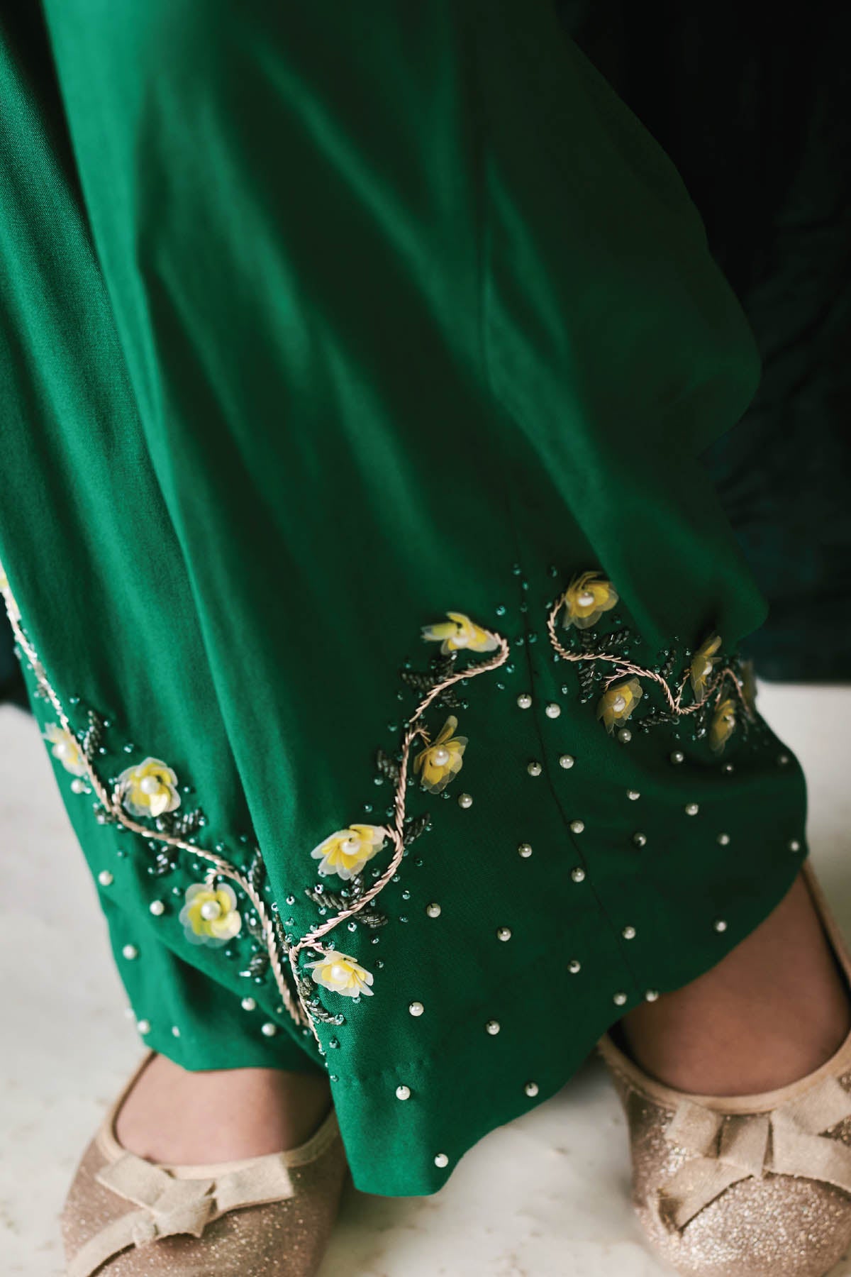 Irish Green Embroidered Kurta Set