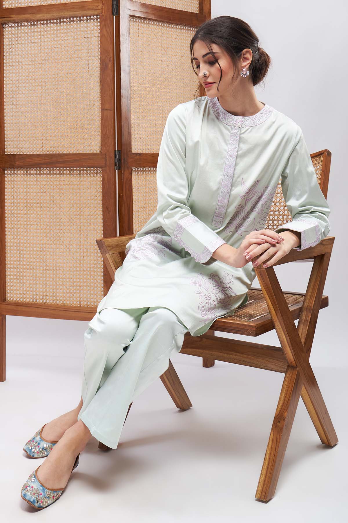 Pastel Embroidered Kurta & Pants