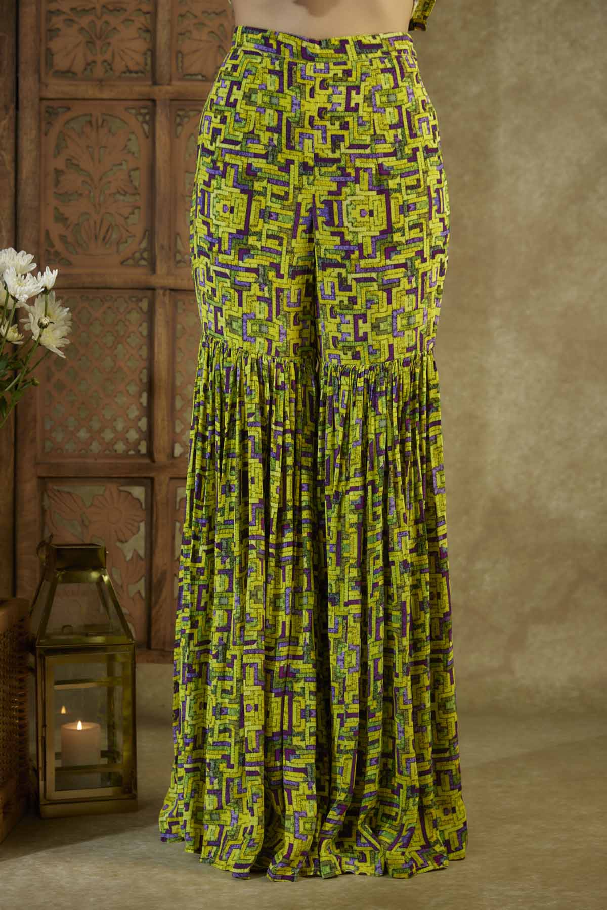 Green Printed Kurta & Sharara