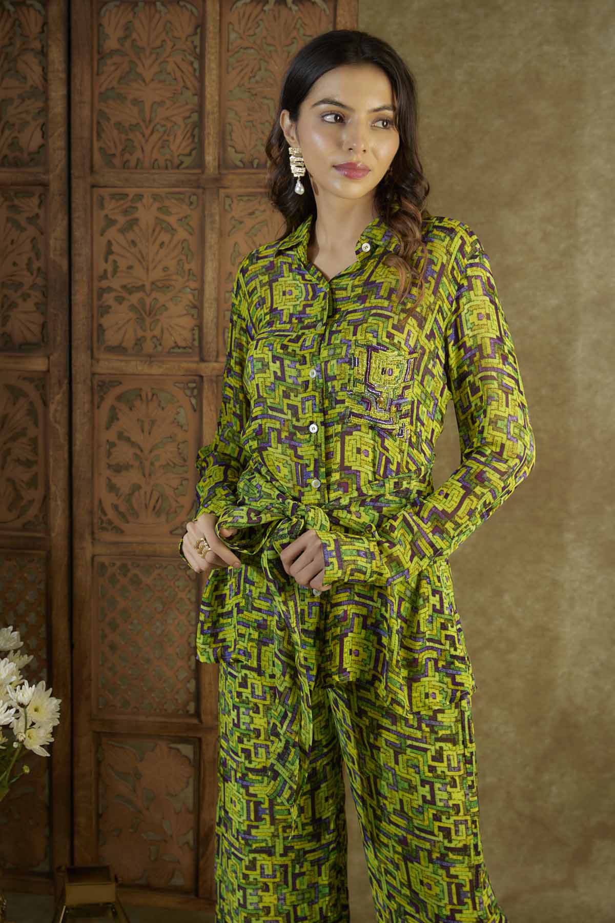 Green Printed Kurta & Sharara