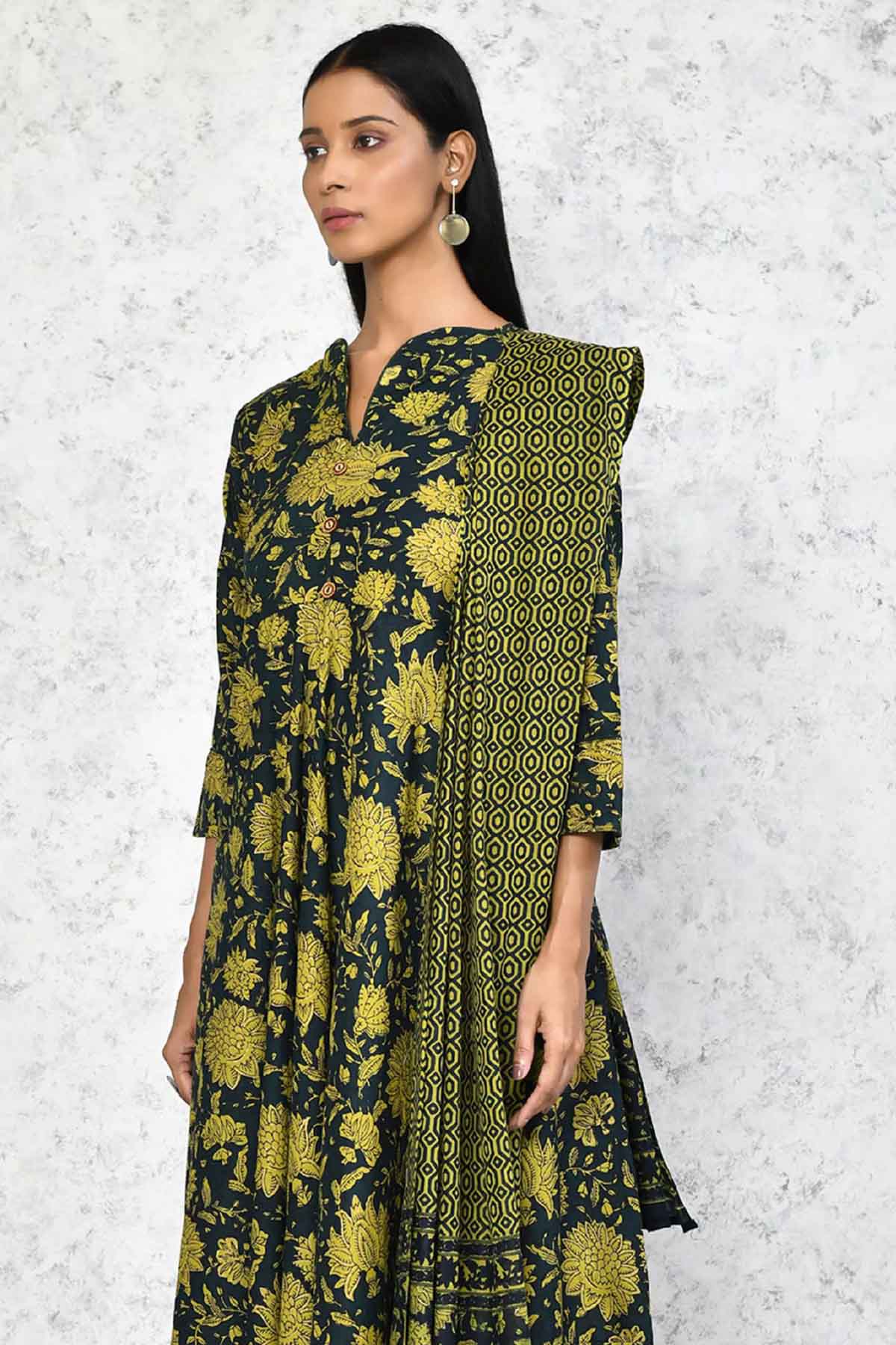 Green Floral Kurta & Dupatta