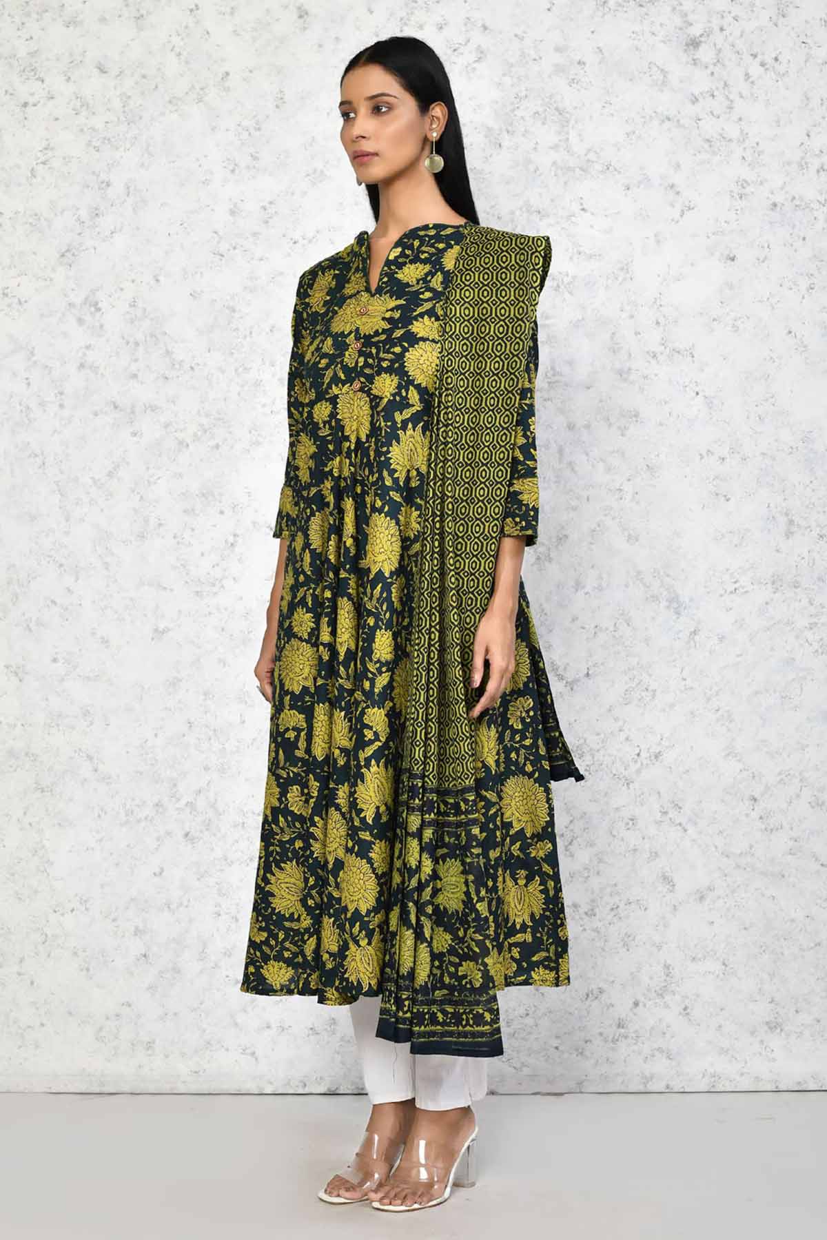 Green Floral Kurta & Dupatta