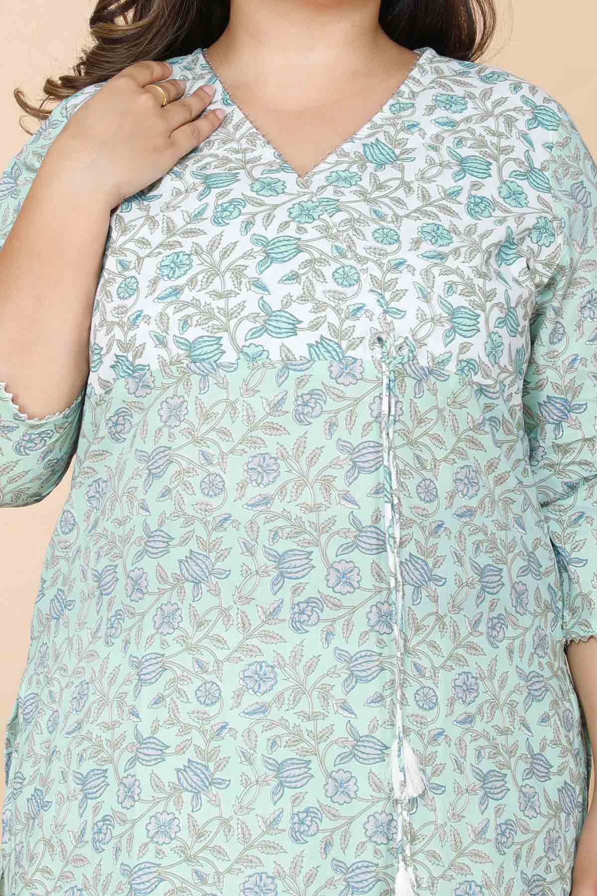 Green Floral Kurta & Palazzo Set