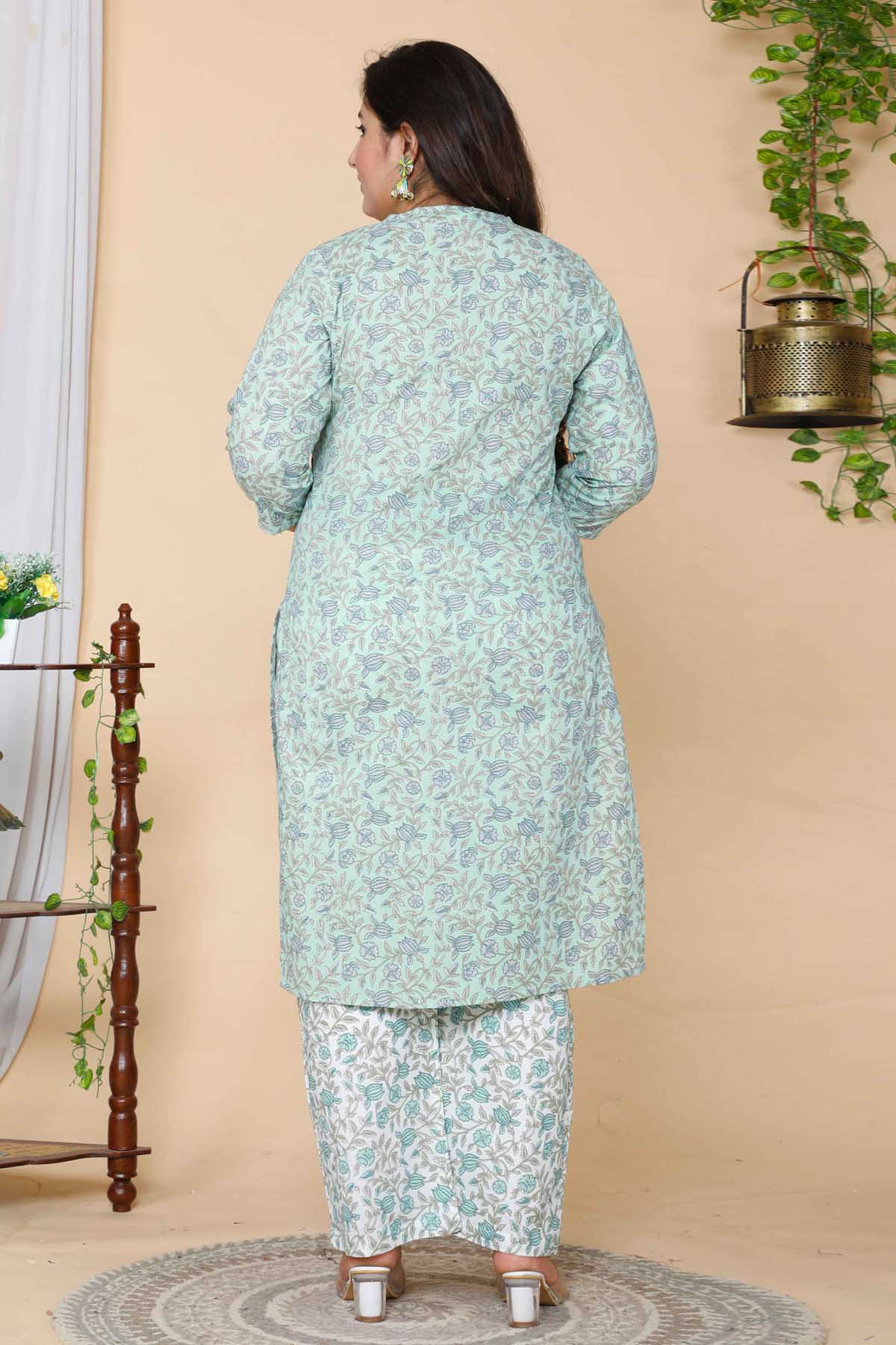Green Floral Kurta & Palazzo Set