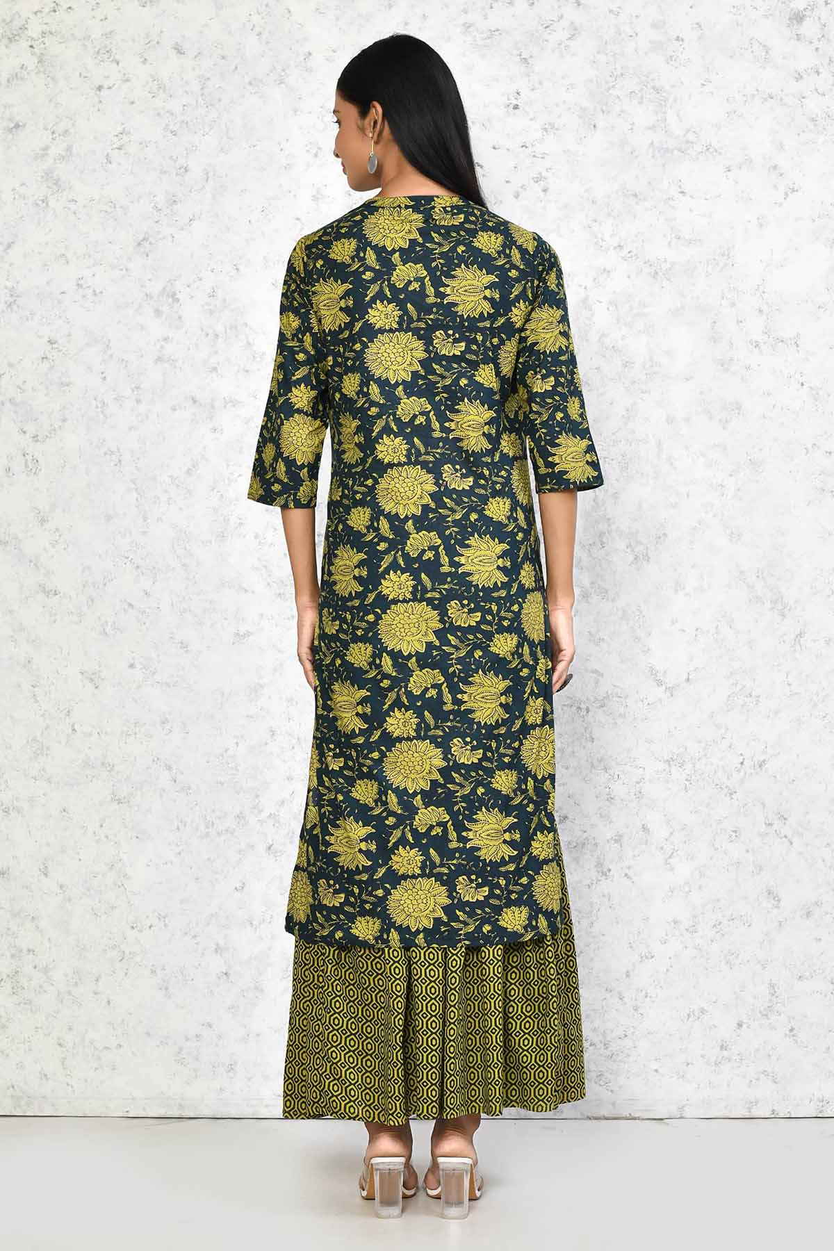 Green Floral Kurta & Sharara Set