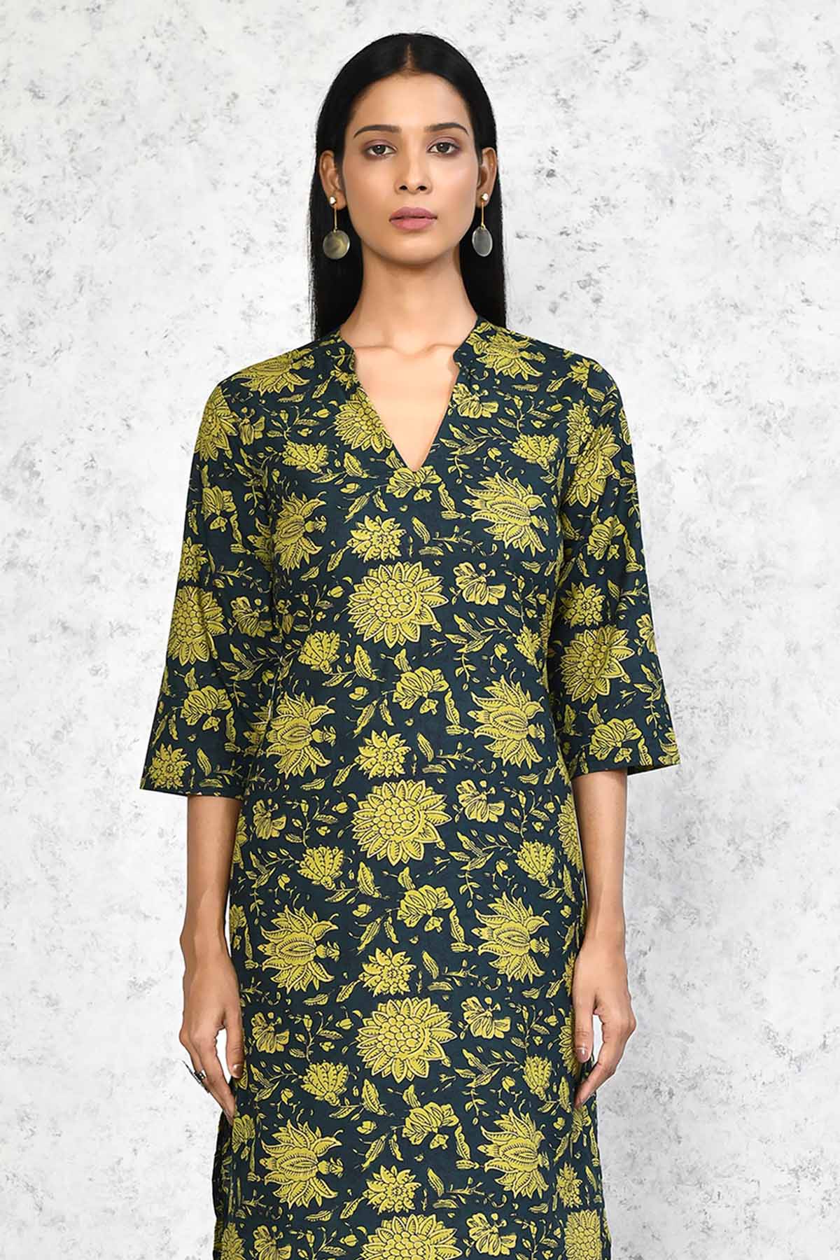 Green Floral Kurta & Sharara Set
