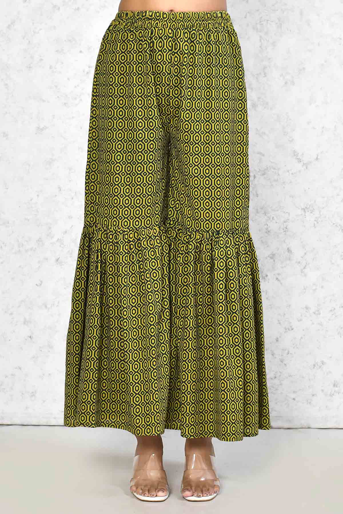 Green Floral Kurta & Sharara Set