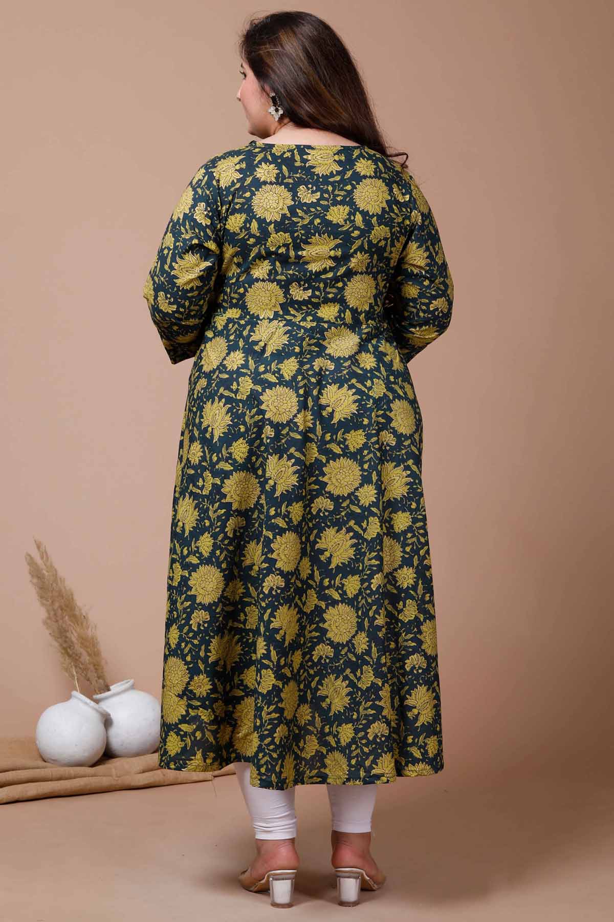 Green Floral Printed Kurta