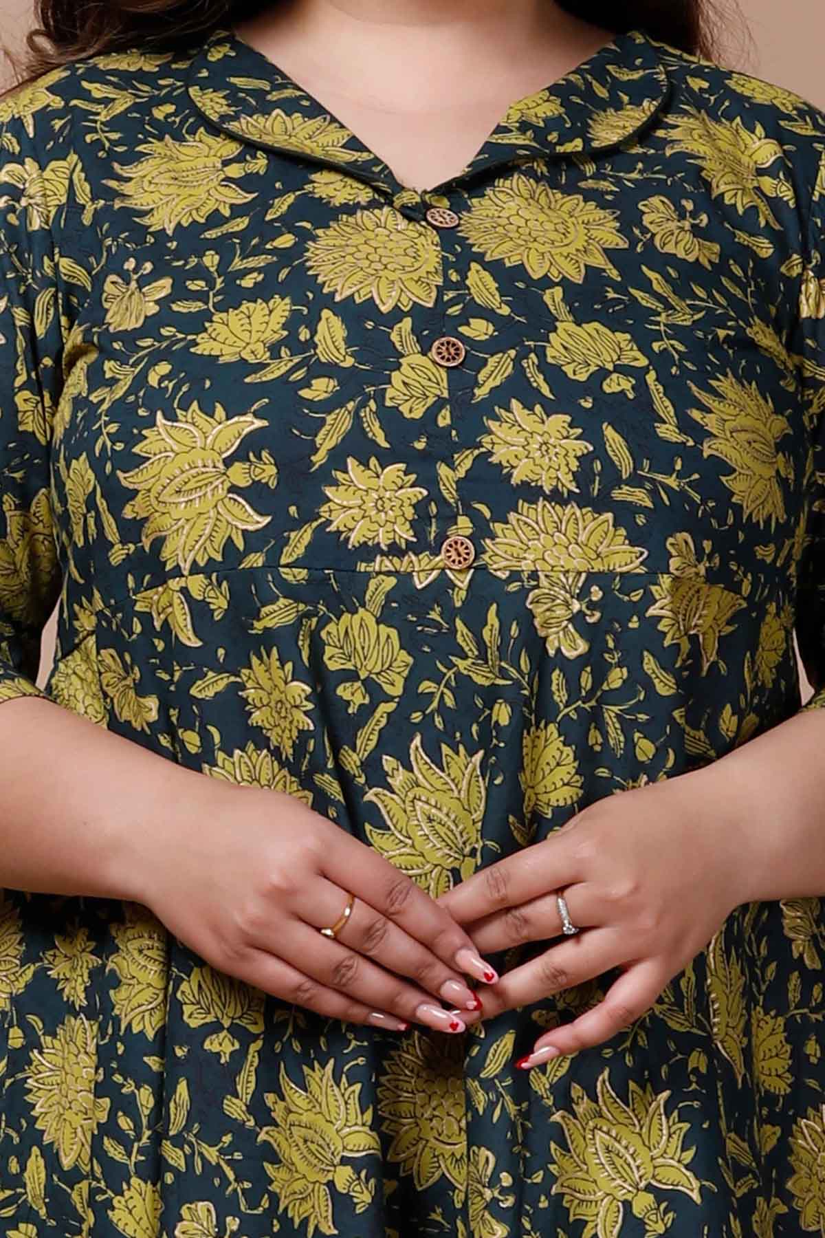 Green Floral Printed Kurta