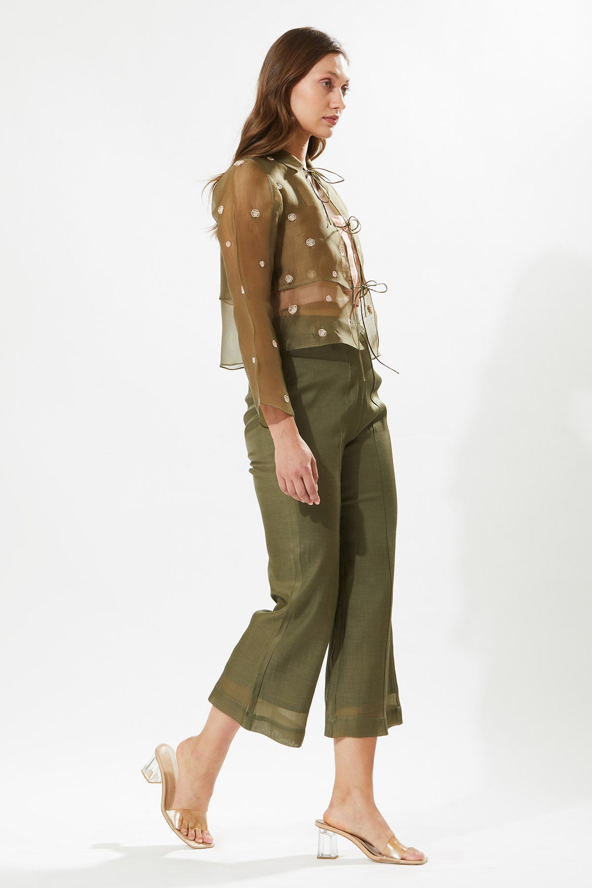 Green Front Tie Up Jacket