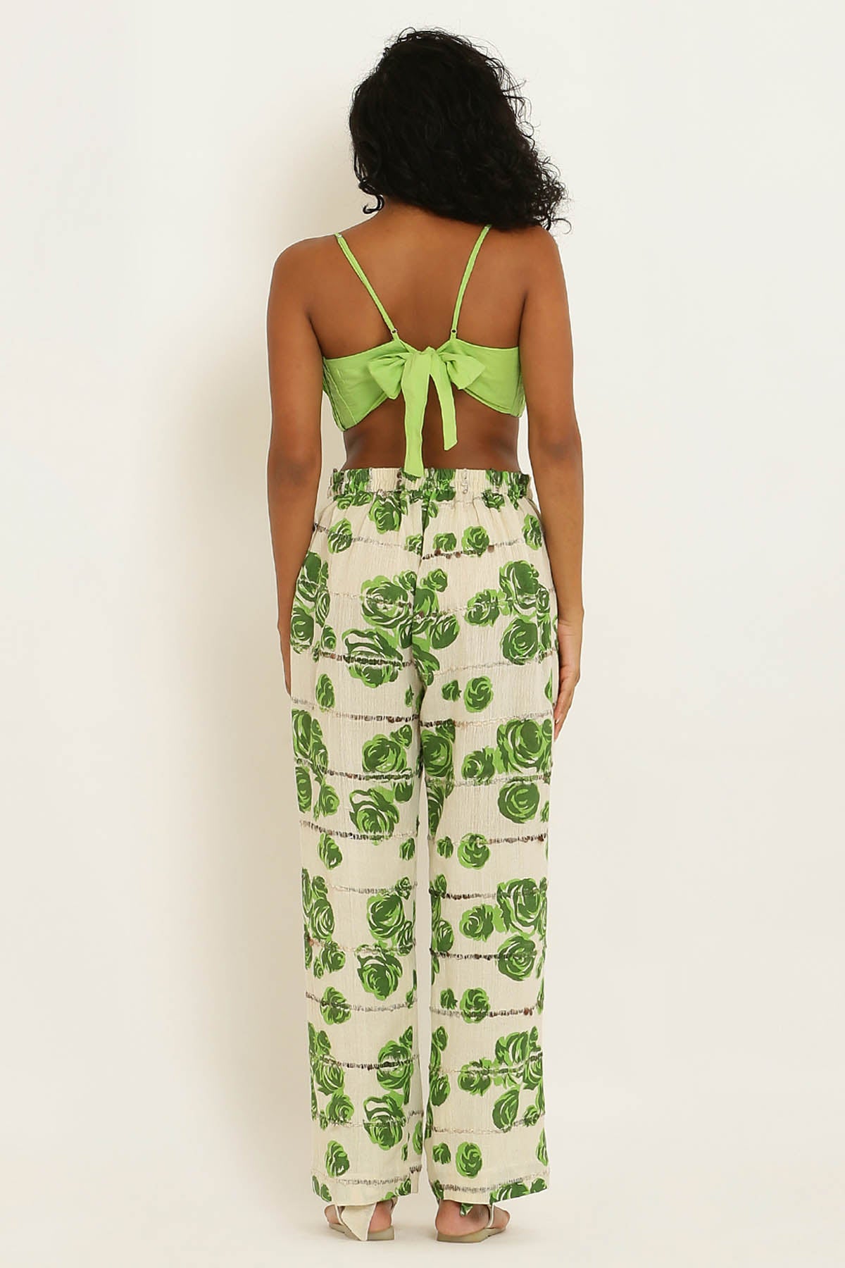 Green Gathered Cotton Bralette