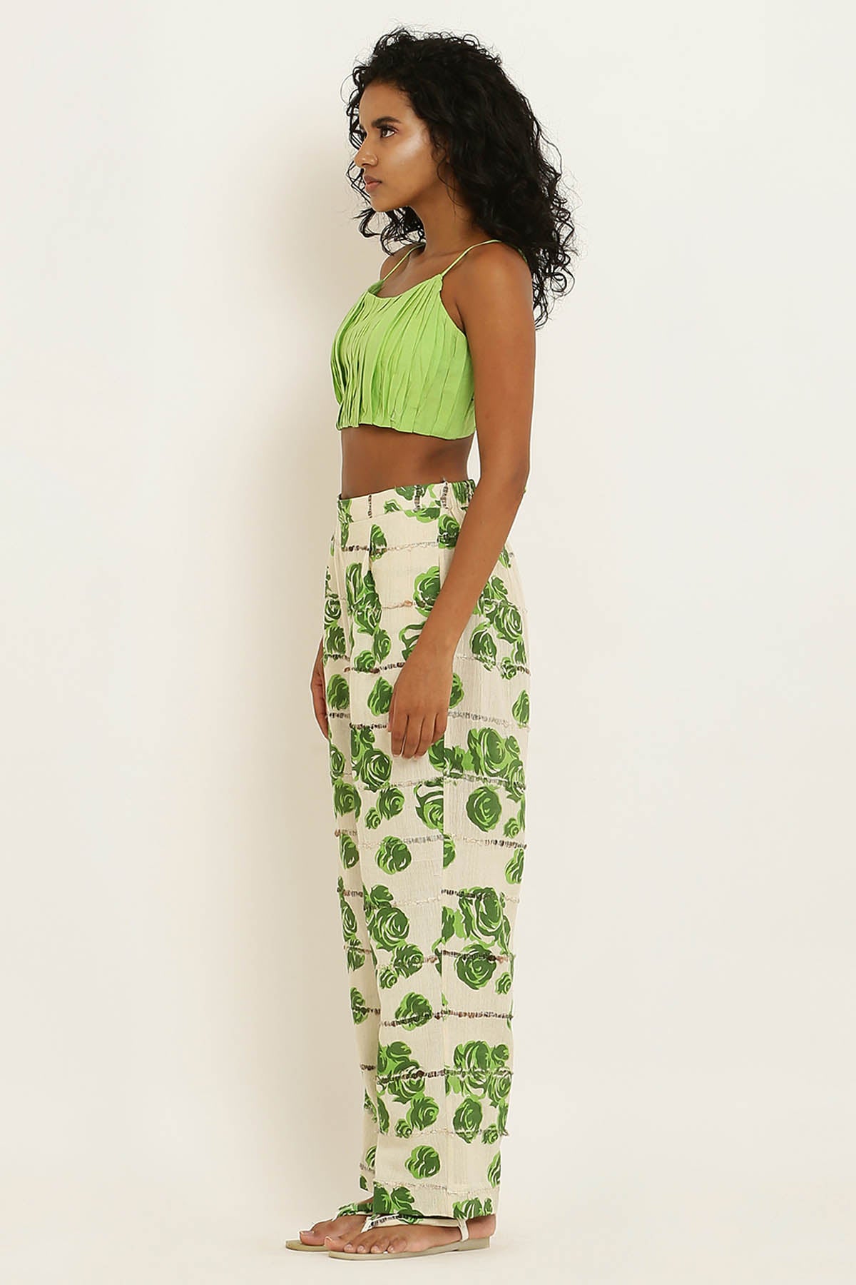 Green Gathered Cotton Bralette