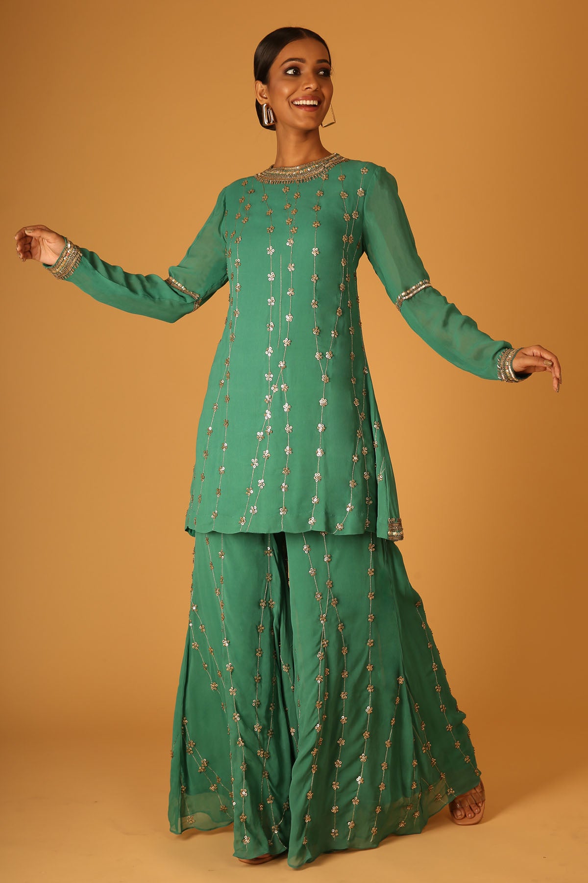 Embroidered Georgette Kurta Set