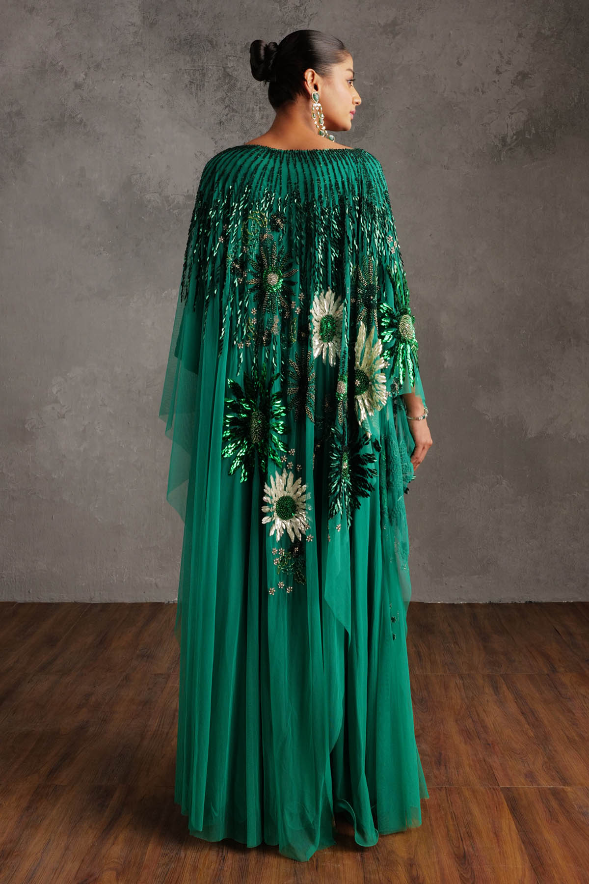Green Leaf Embroidered Gown