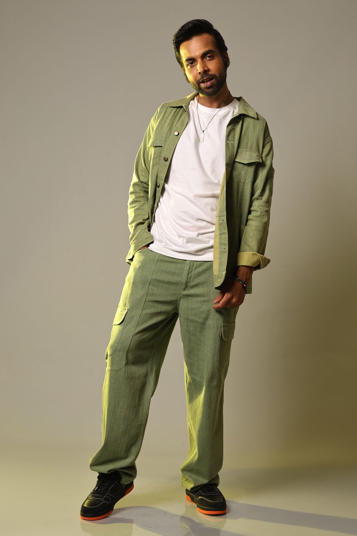 Green Long Denim Jacket