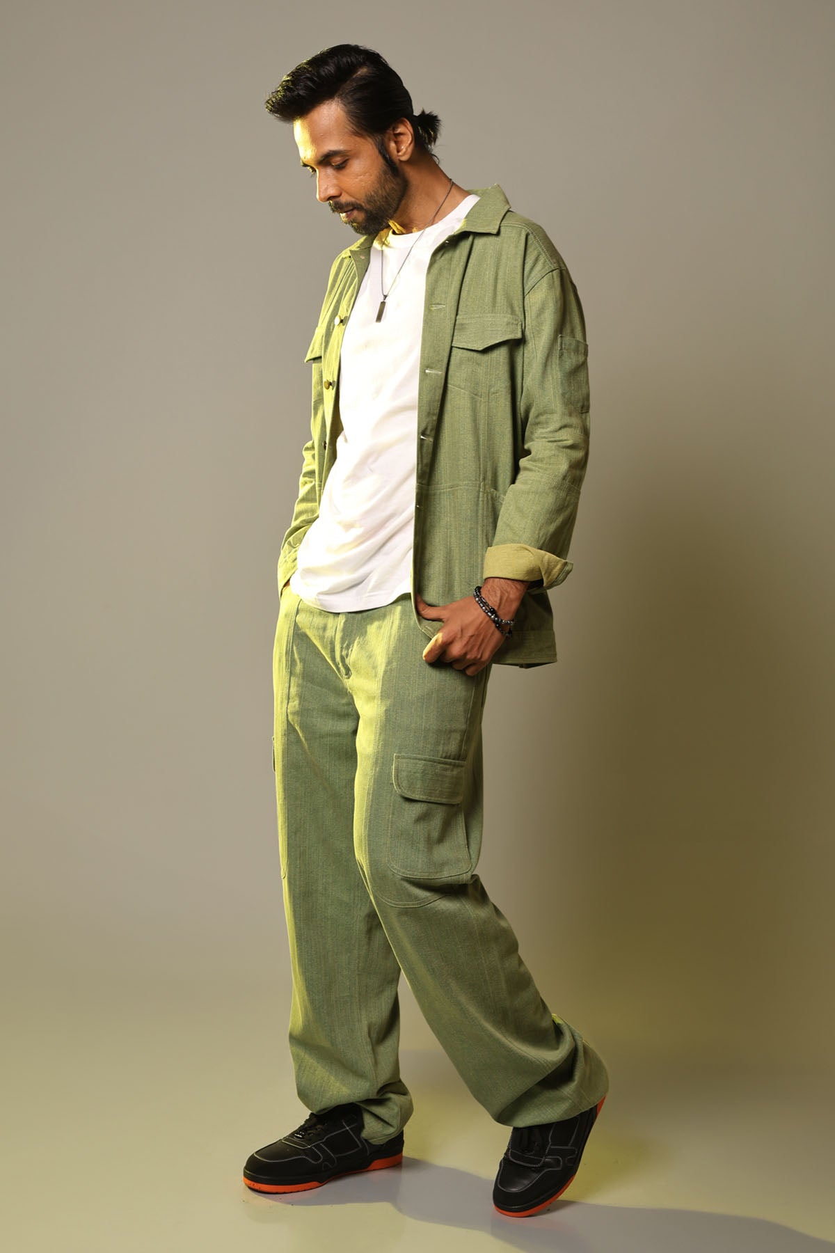 Green Long Denim Jacket