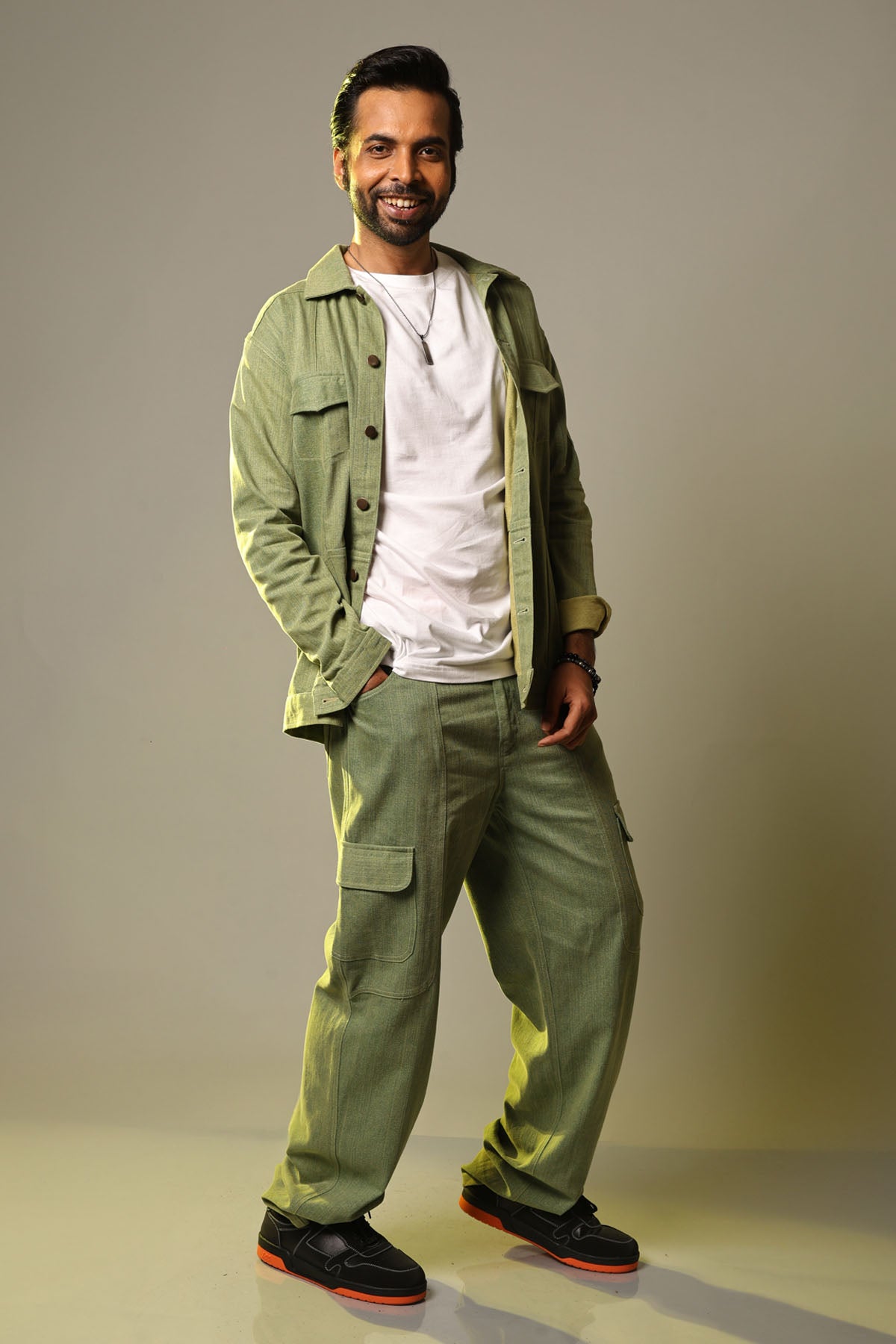 Green Long Denim Jacket