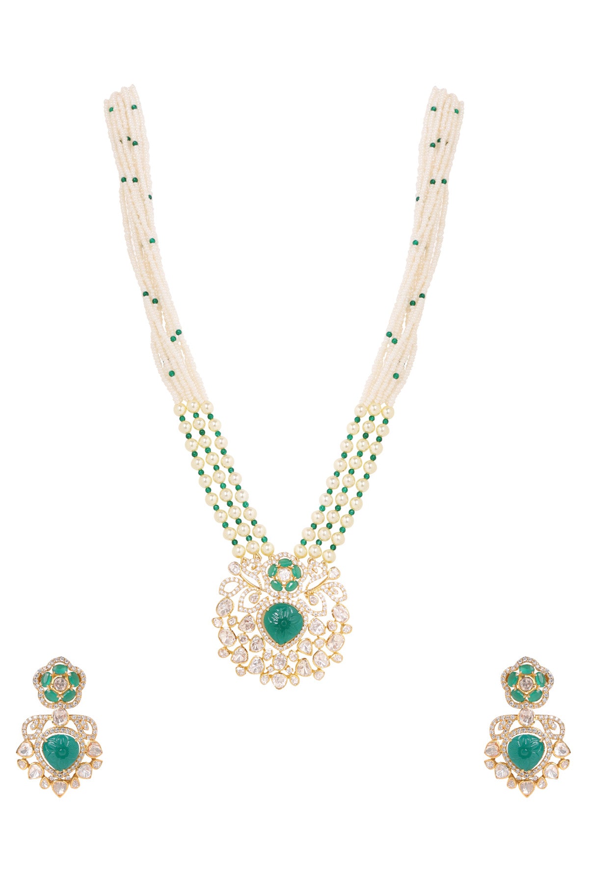 White & Green Necklace set