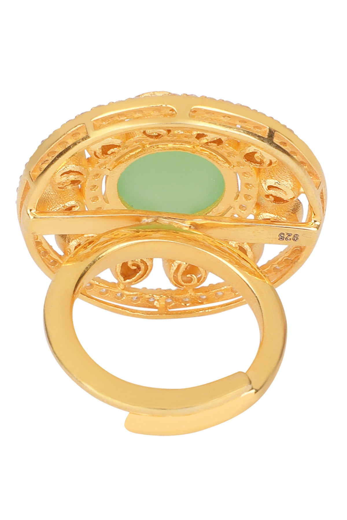 Green Moissanite Polki Ring