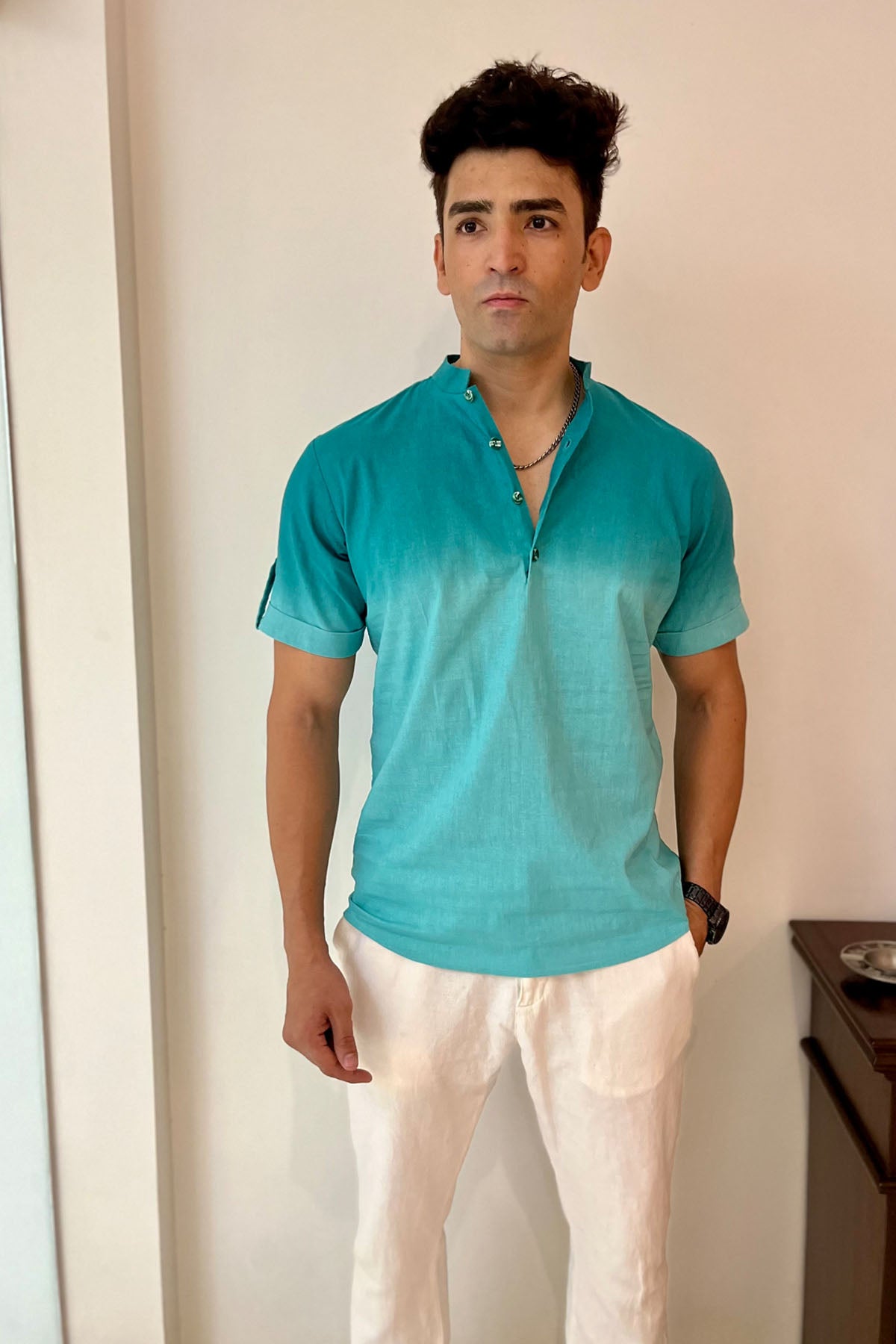 Green Ombre Linen Shirt
