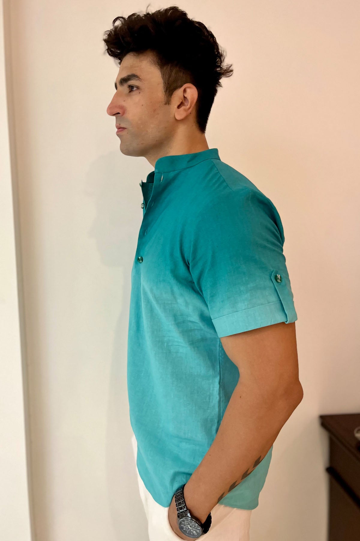 Green Ombre Linen Shirt