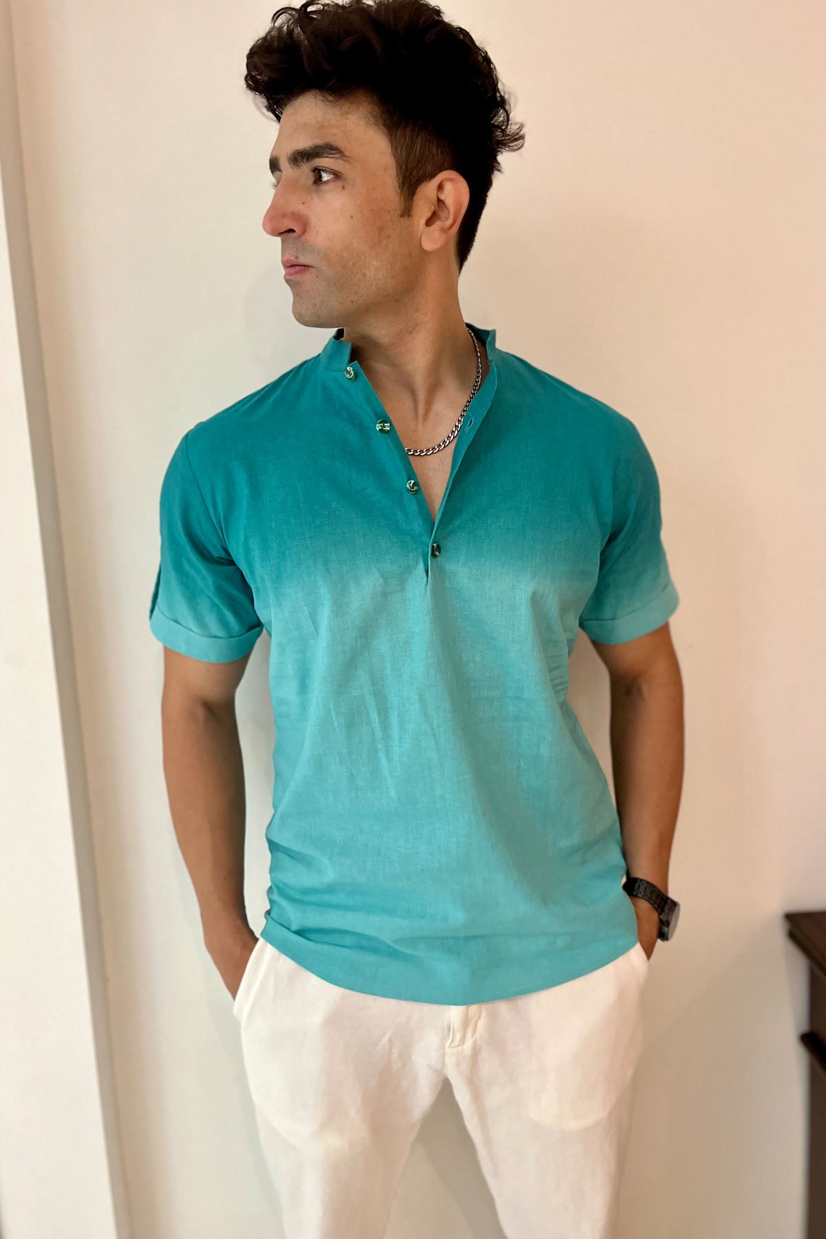 Green Ombre Linen Shirt