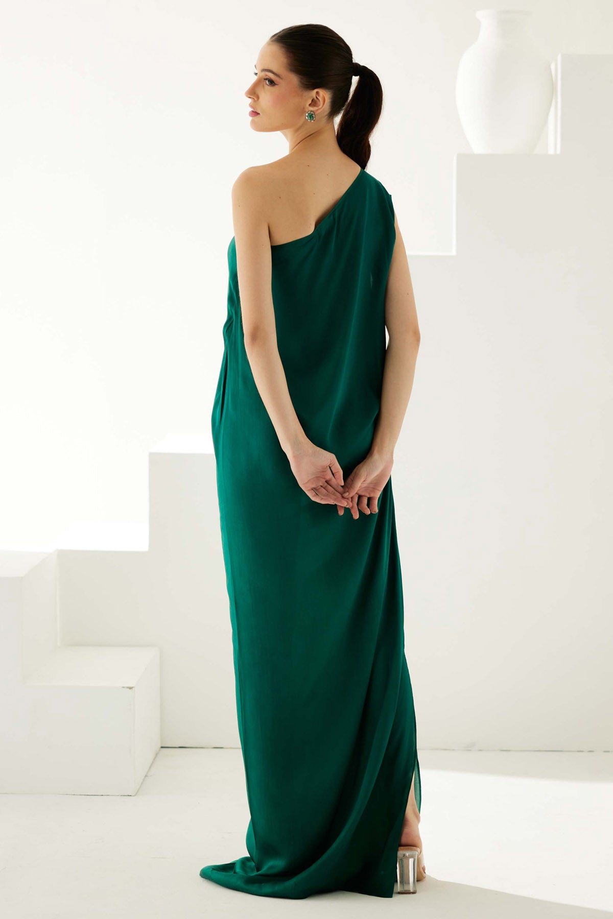 Green One Shoulder Maxi Dress