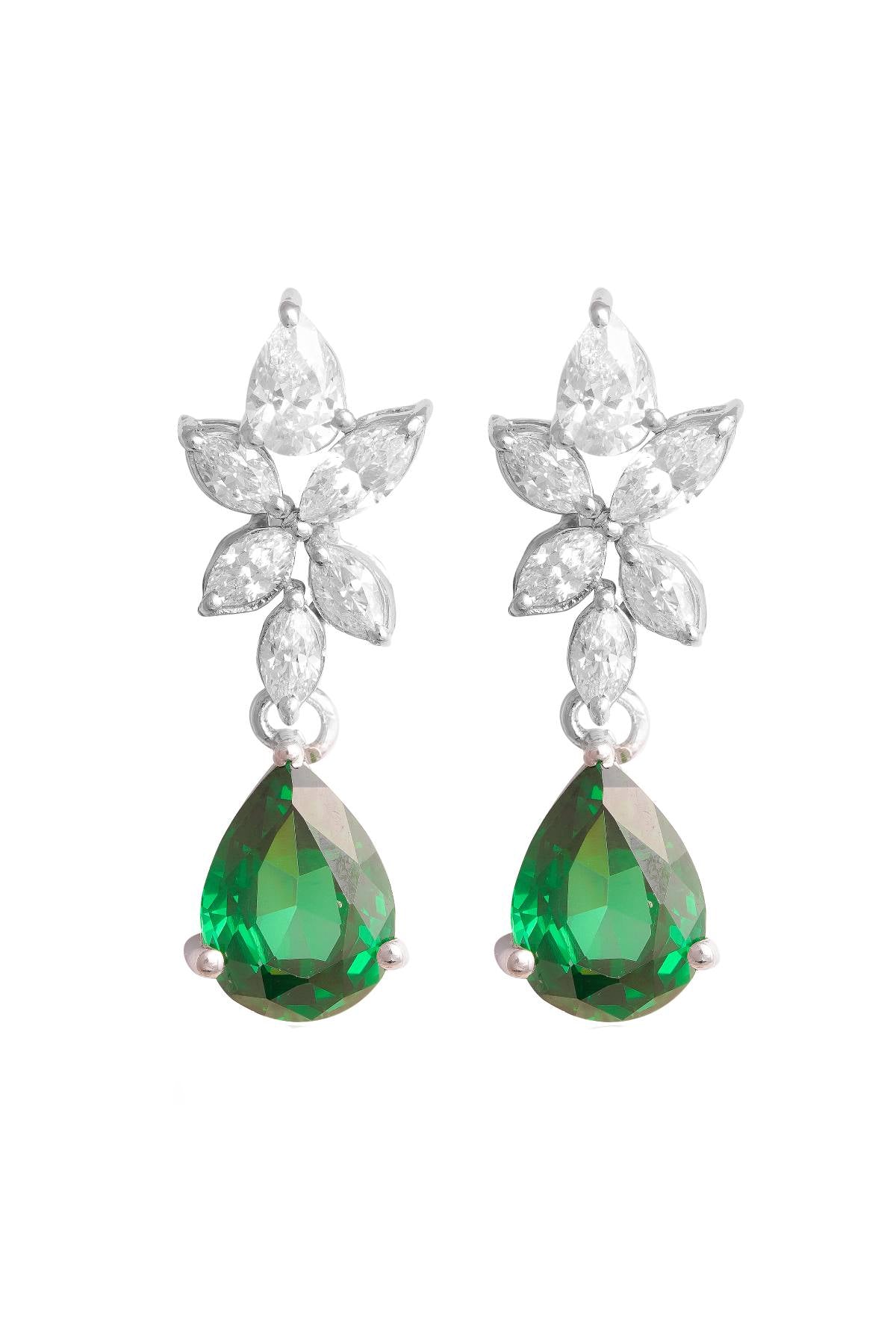 Green Pear Drop Earrings
