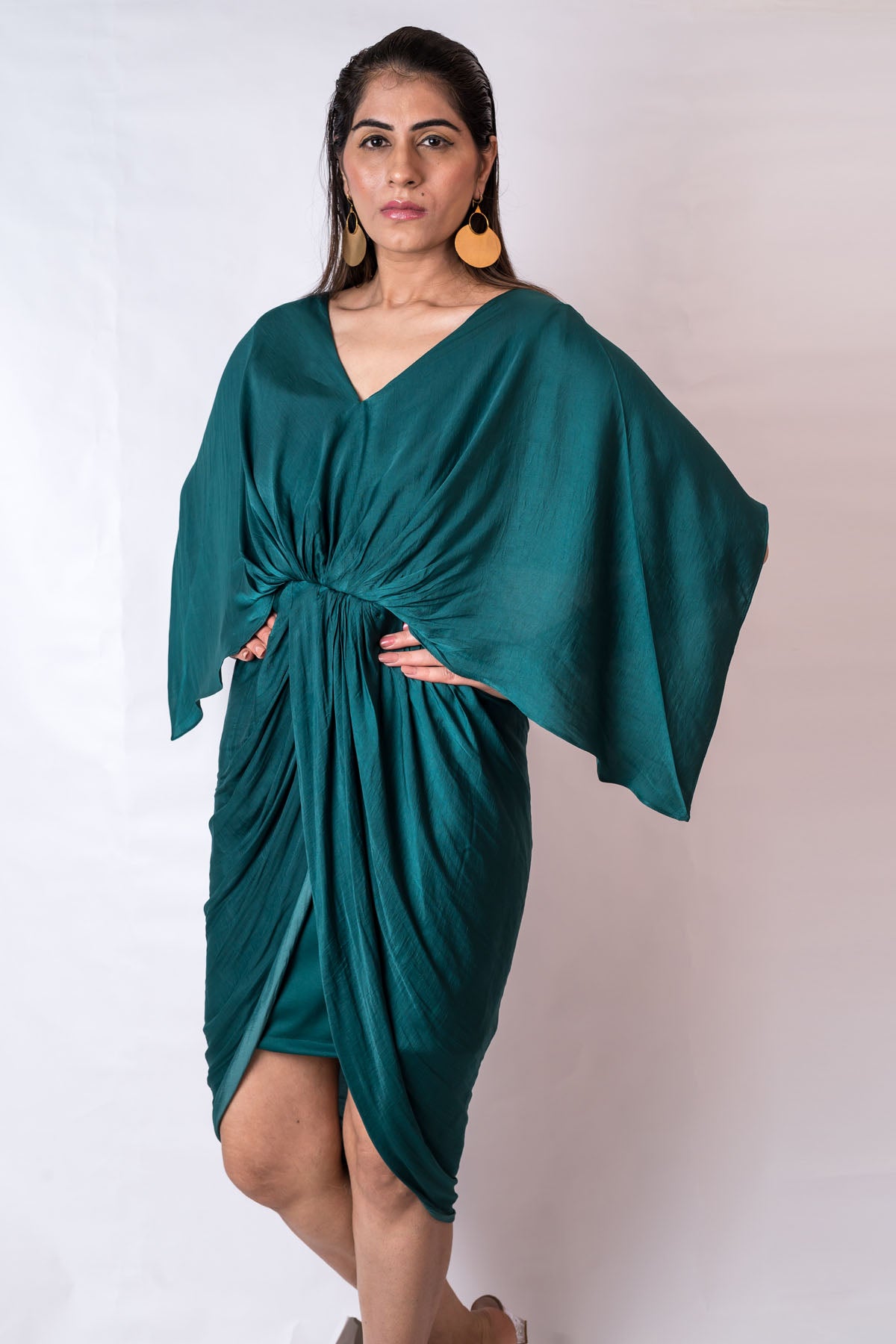 Green Prada Silk Pleated Dress