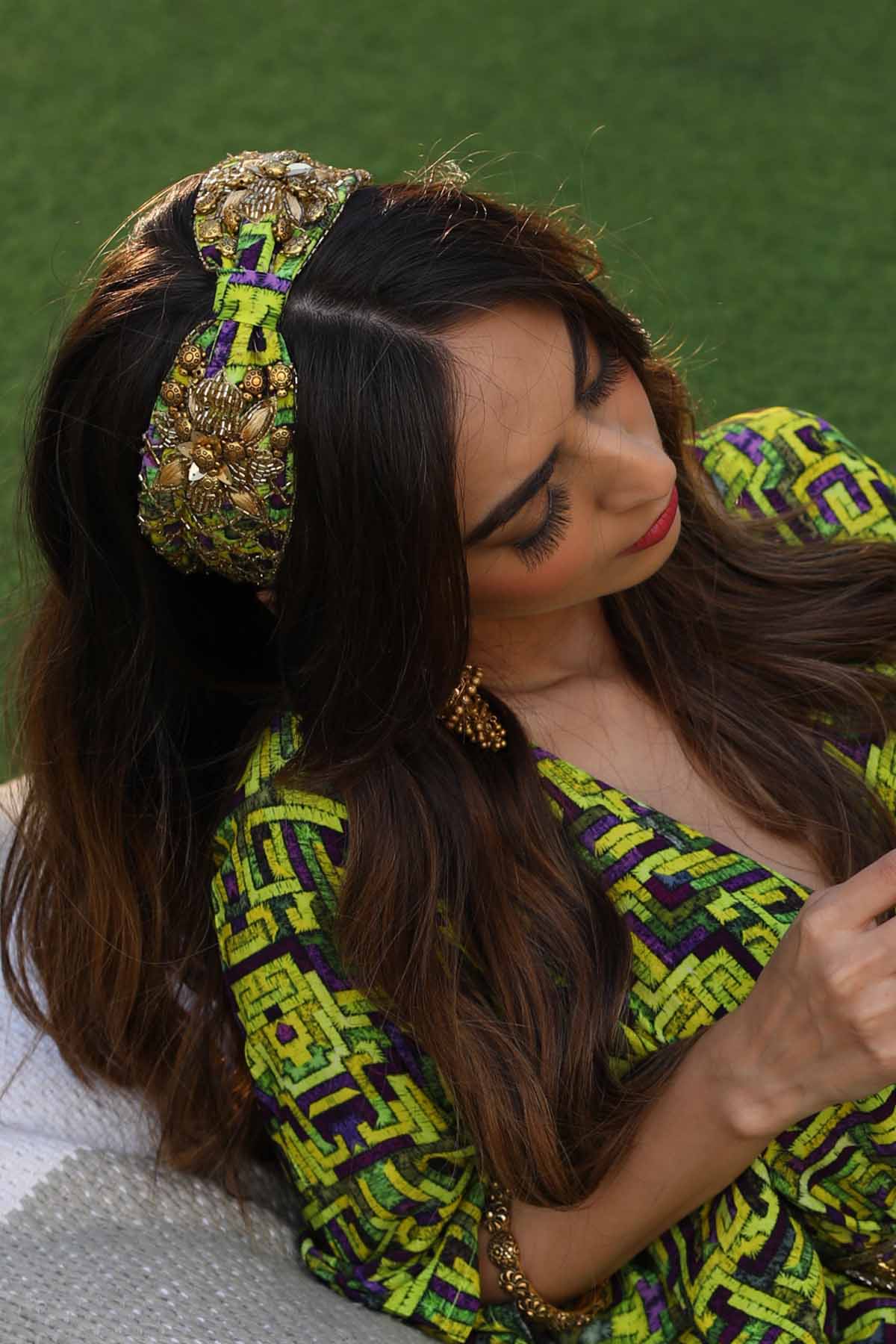 Green Printed Headband