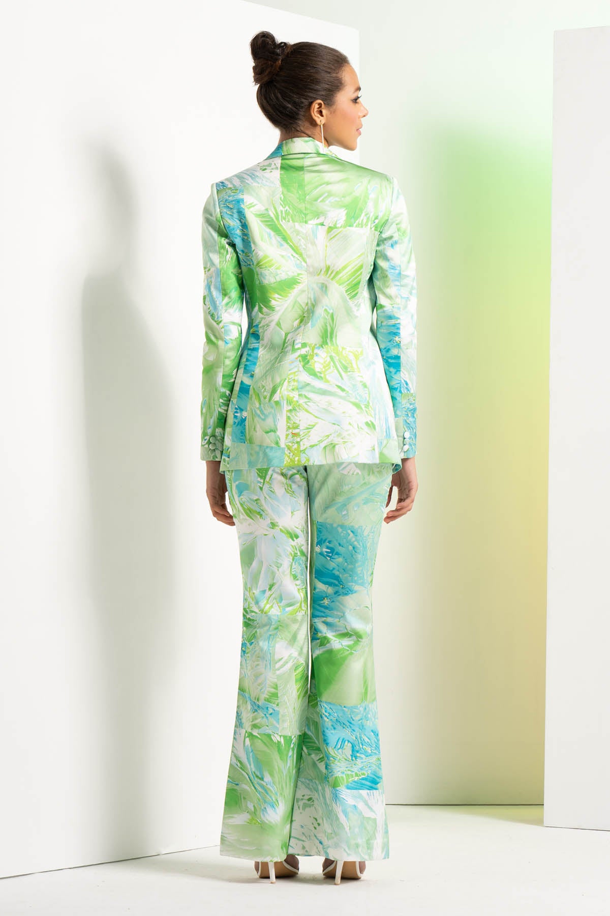 Green Printed Satin Co-ord Set