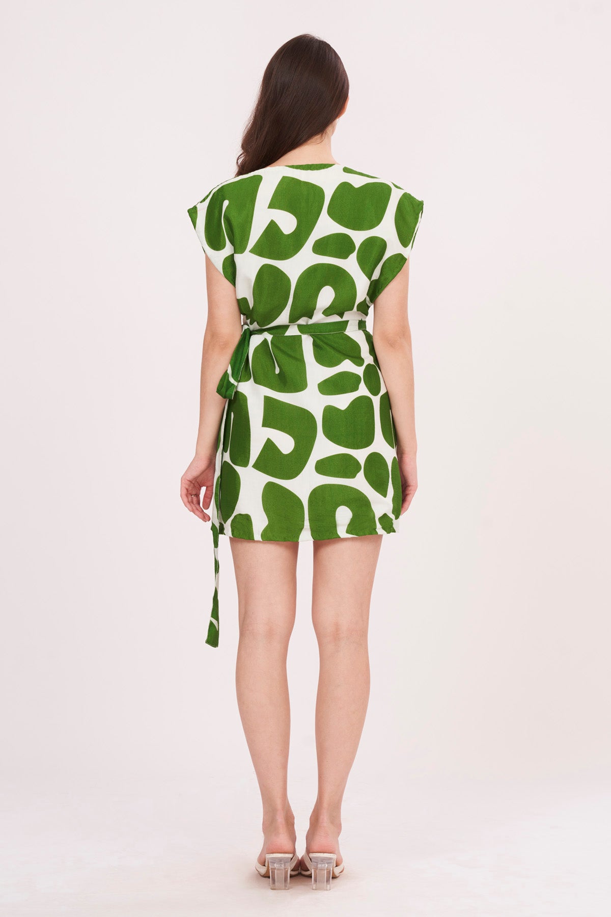 Green Printed Wrap Dress