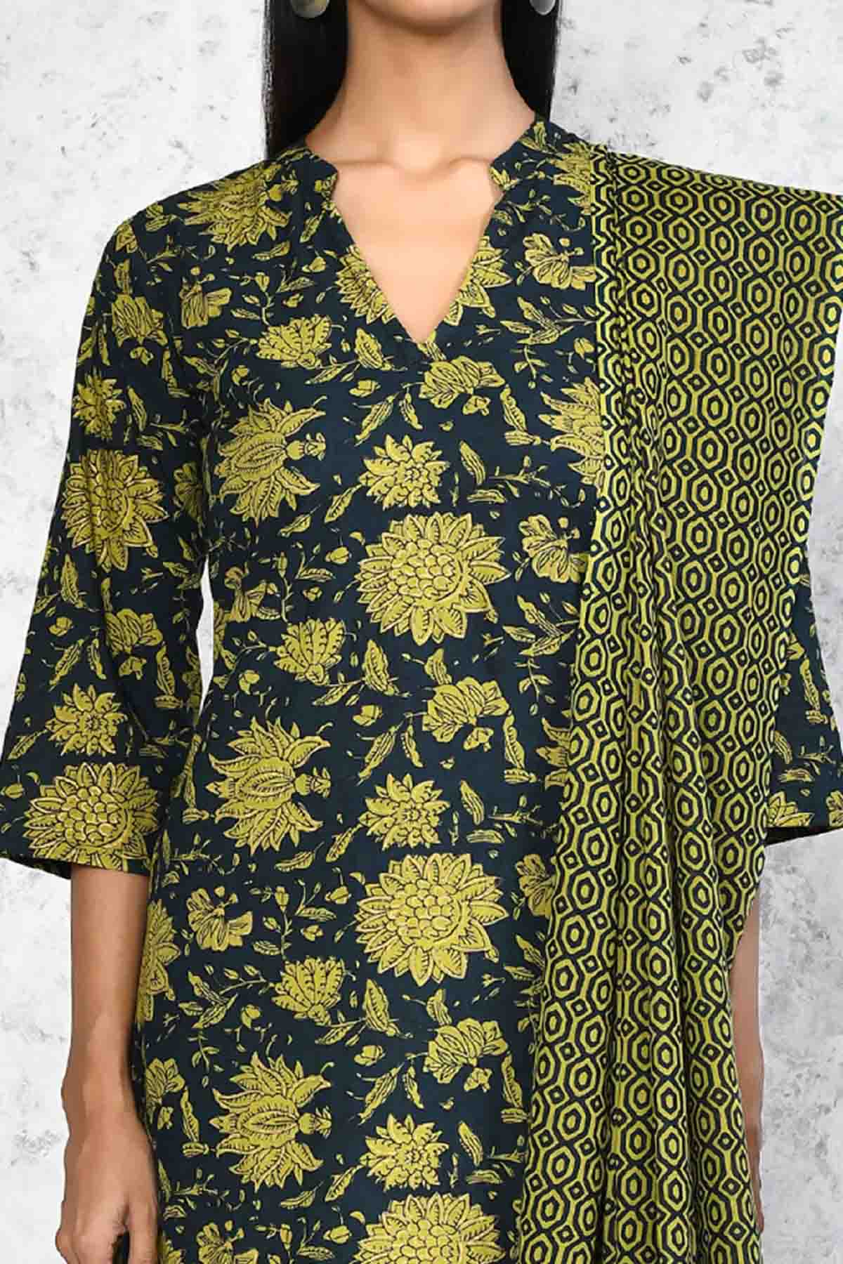 Green Pure Cotton Kurta Set