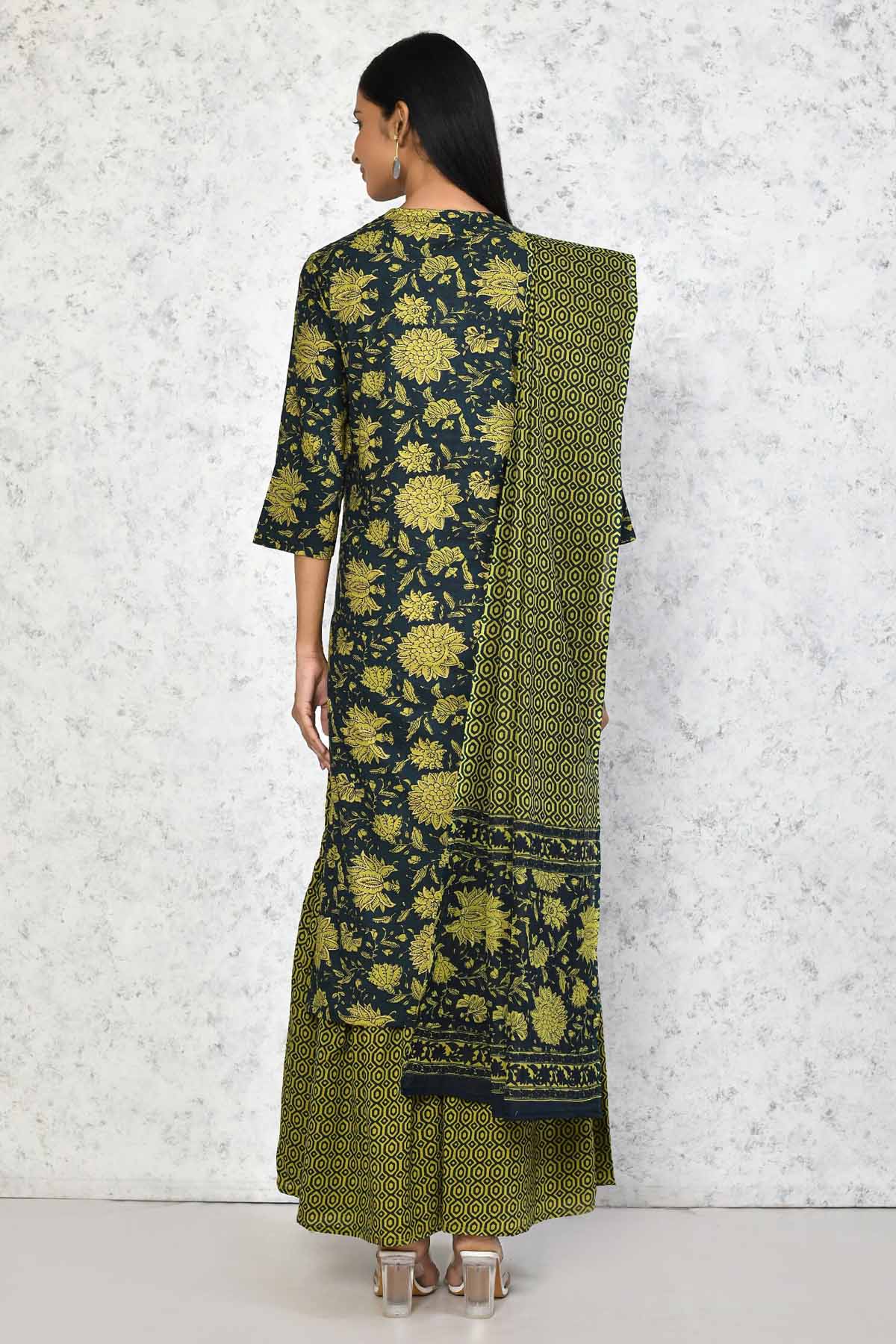 Green Pure Cotton Kurta Set