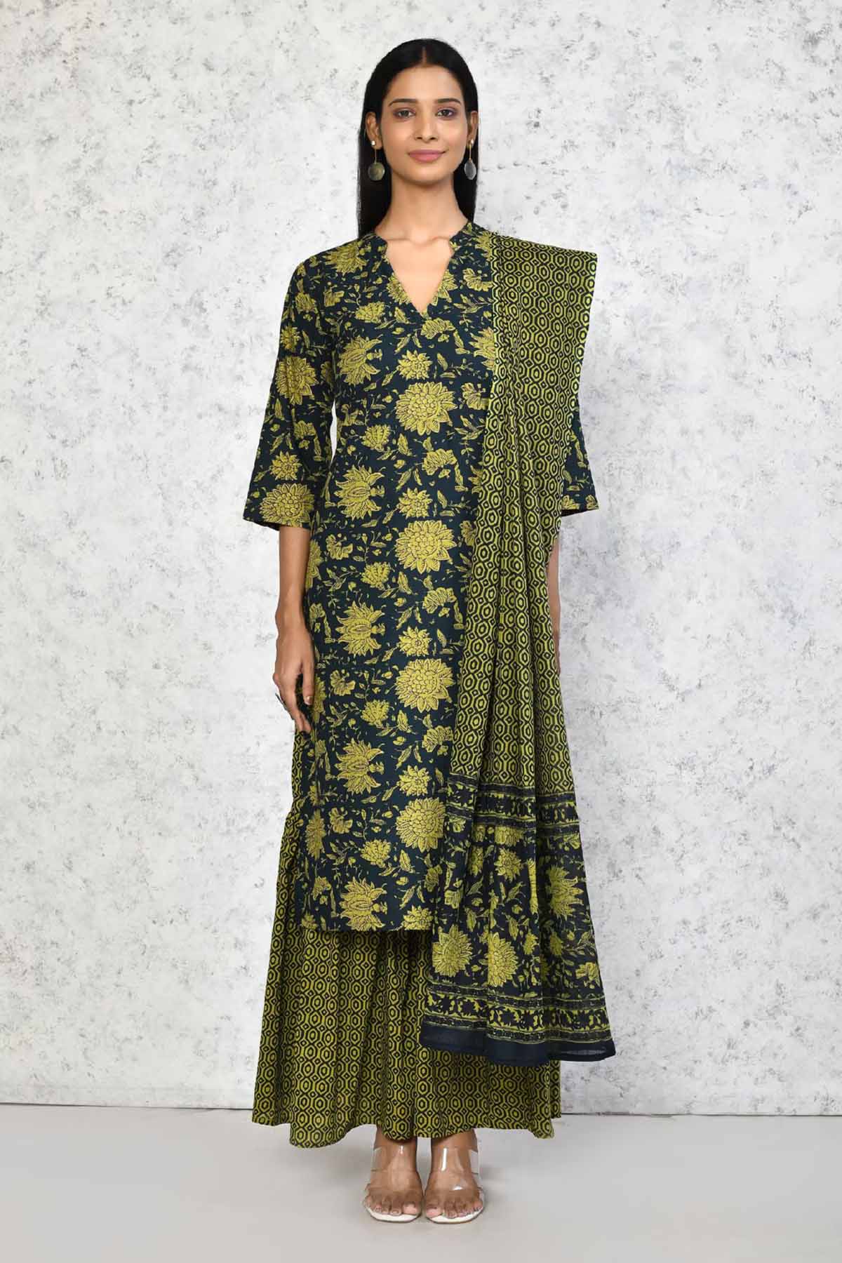 Green Pure Cotton Kurta Set