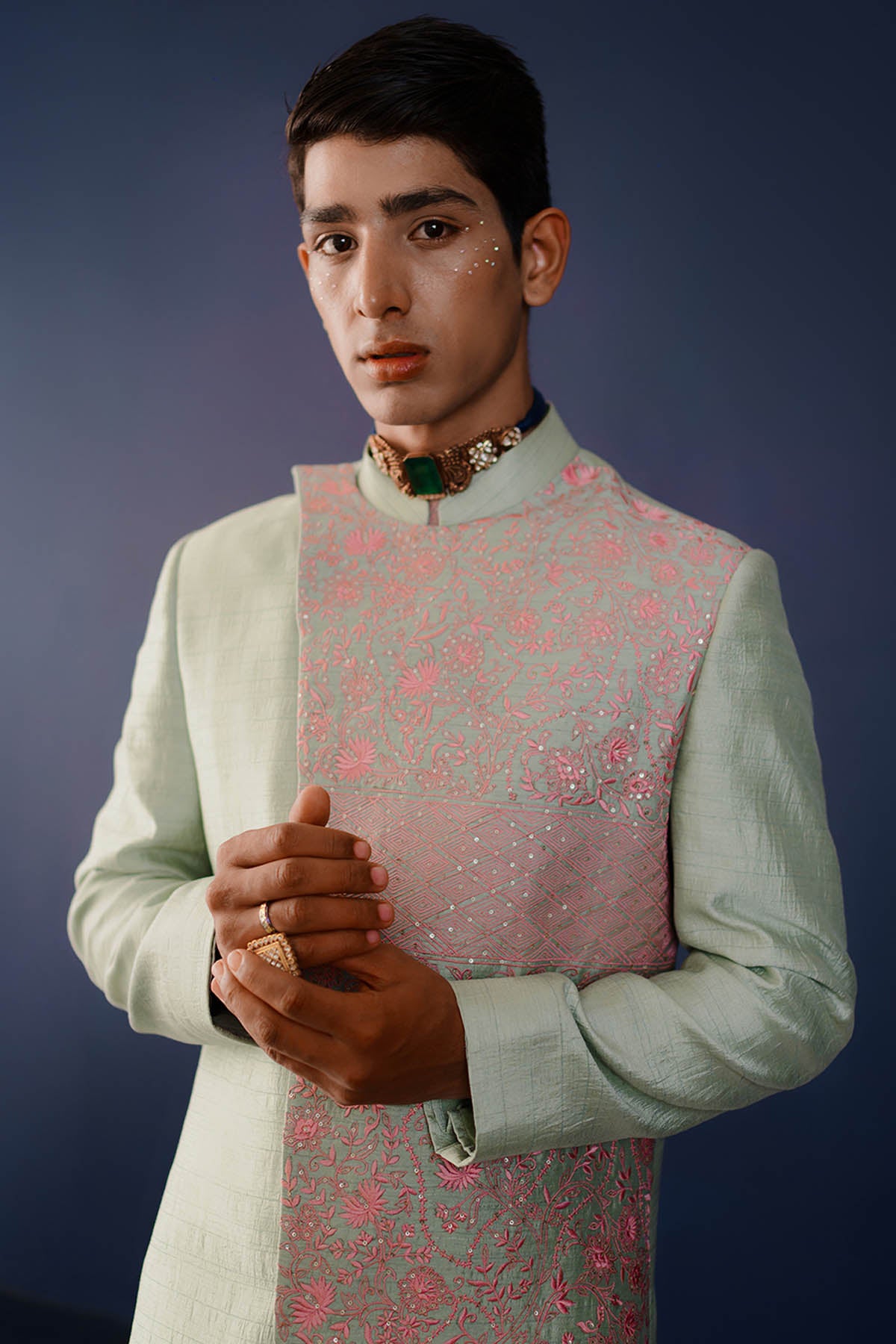 Green Resham Sherwani Set