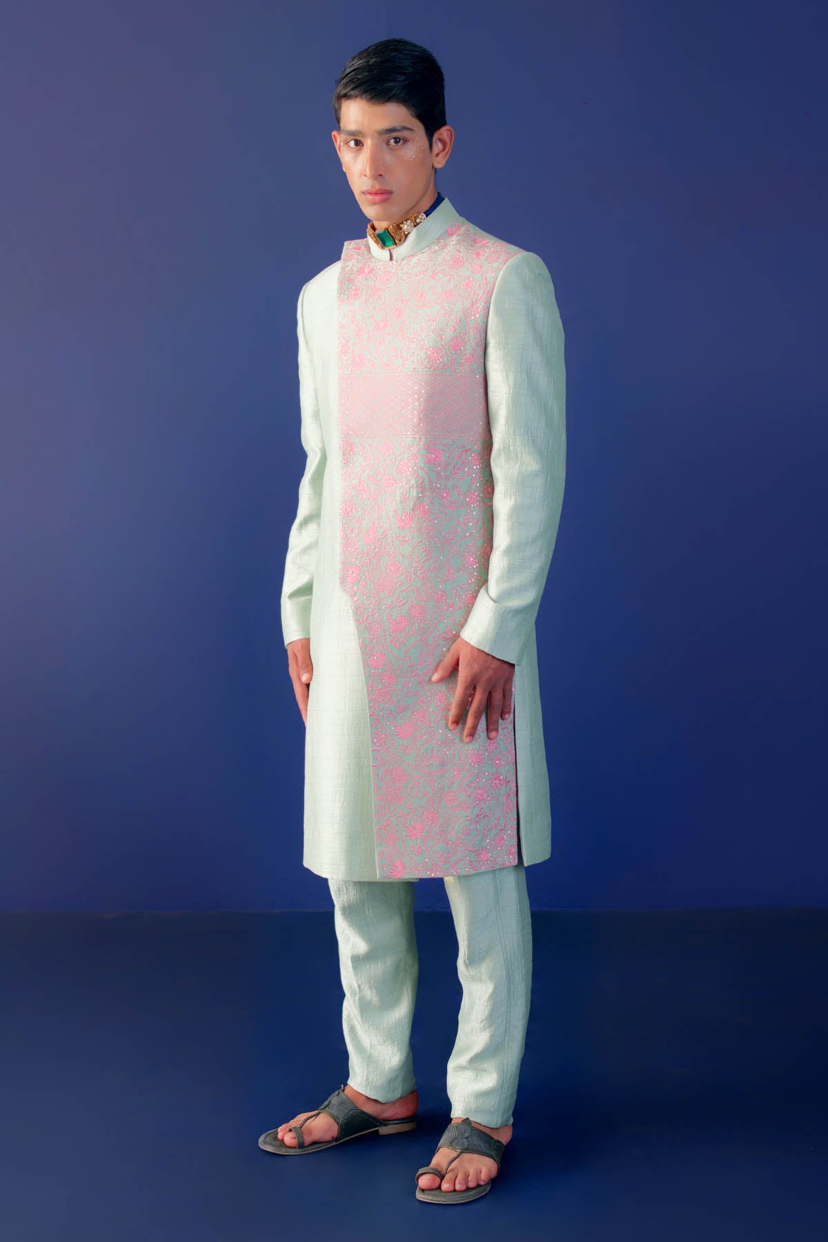Green Resham Sherwani Set