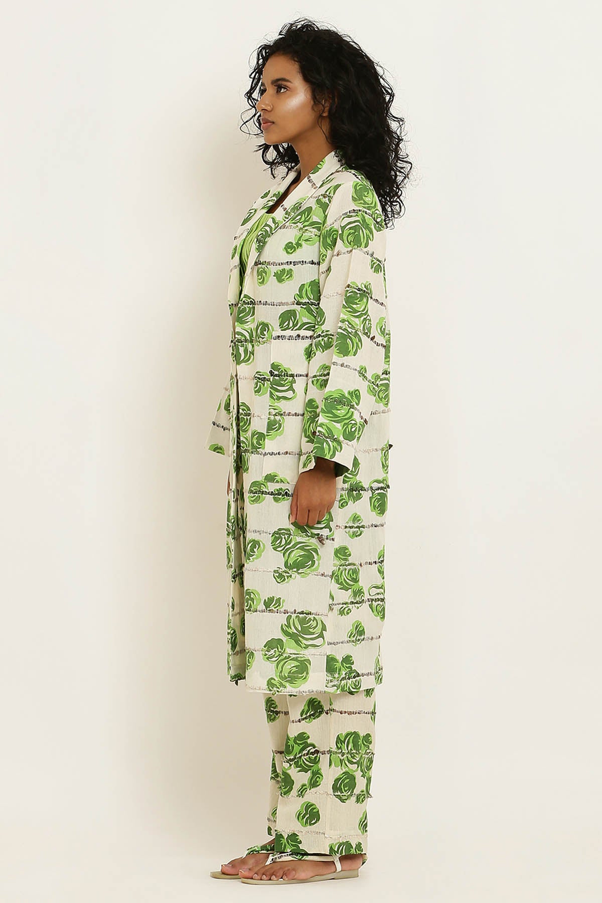 Green Rose Cape Co-ord Set