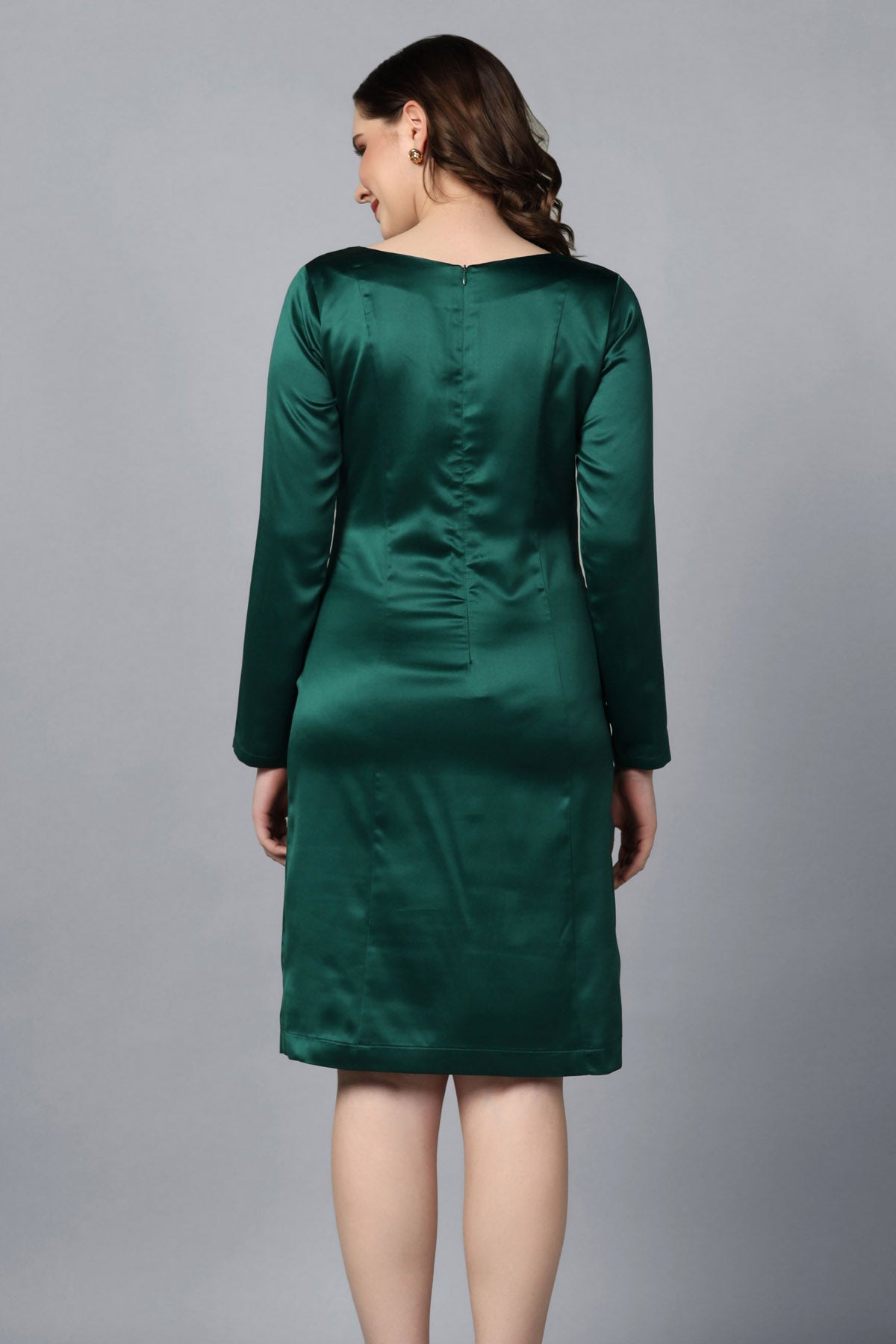 Green Satin Party Dress