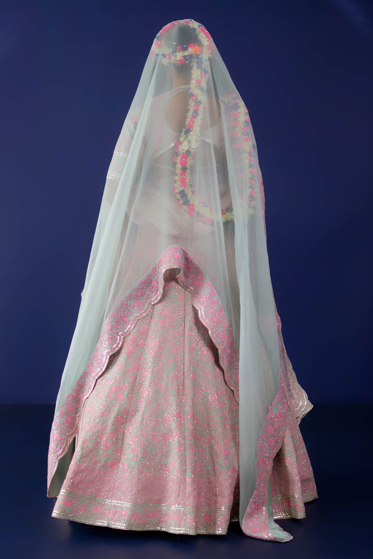 Green Sequins Lehenga Set